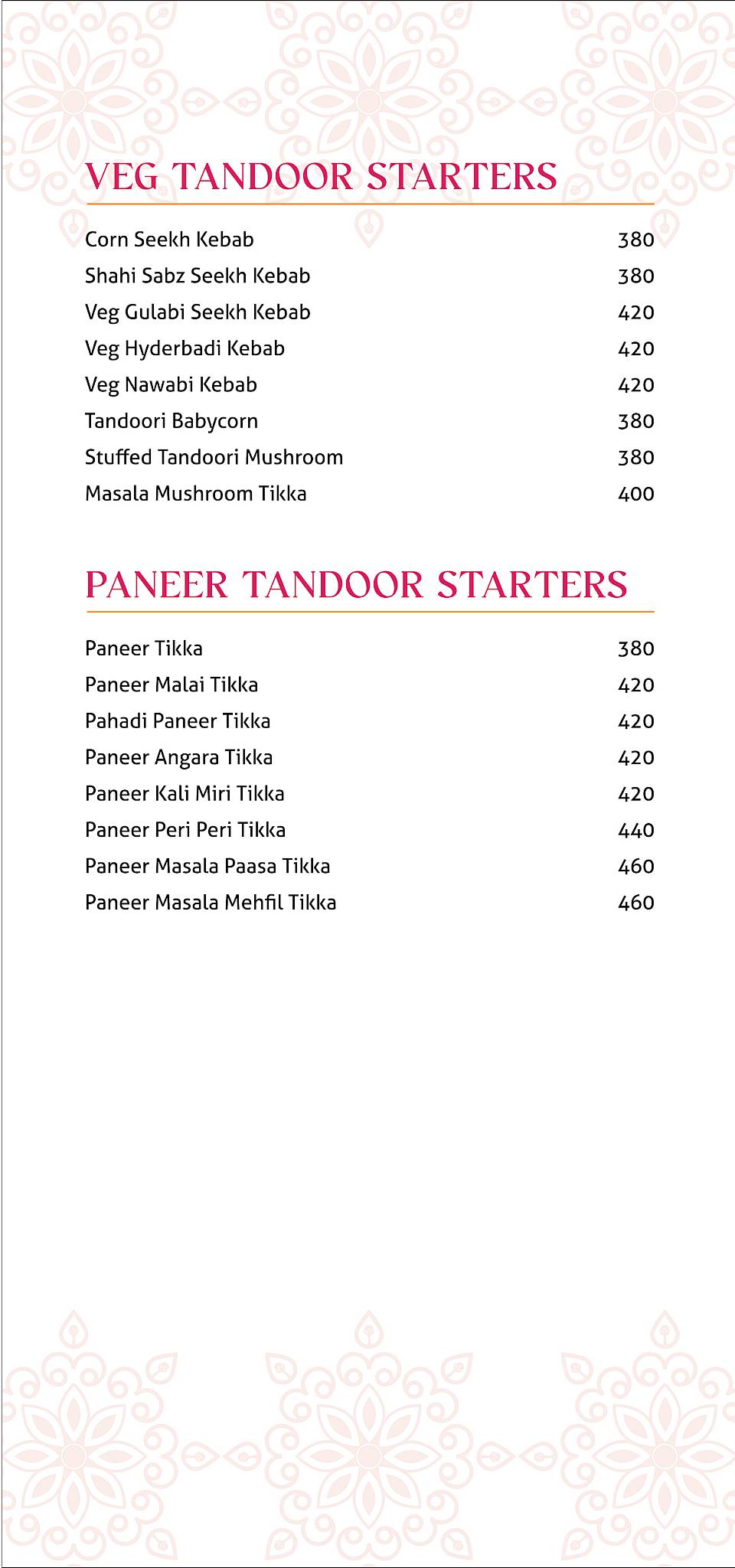Masala Mehfil menu