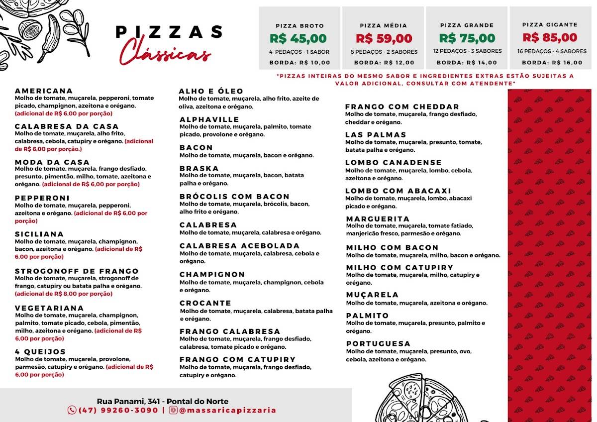 Massa Rica Pizzaria cardápio