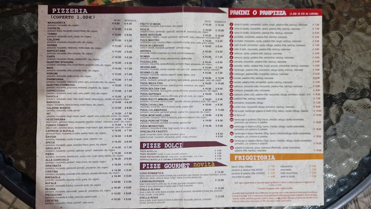 Menu di Mastro Pizza 