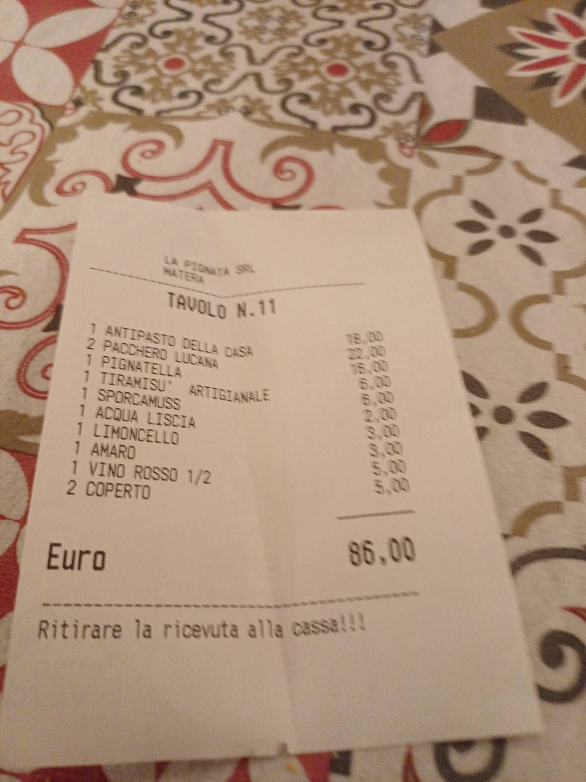 Menu di La Pignata 