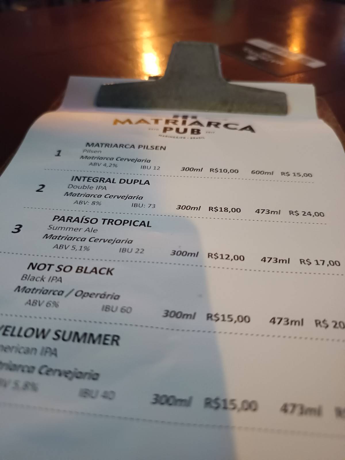 Matriarca Pub cardápio