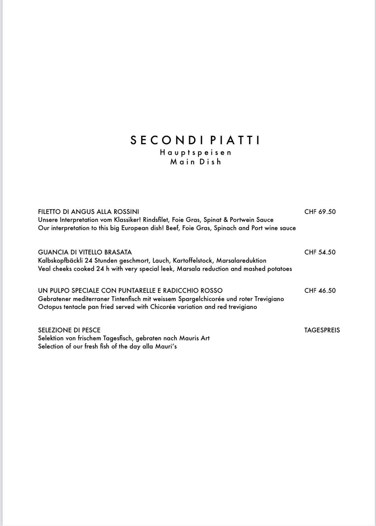 Menu di Mauri's La Casa 