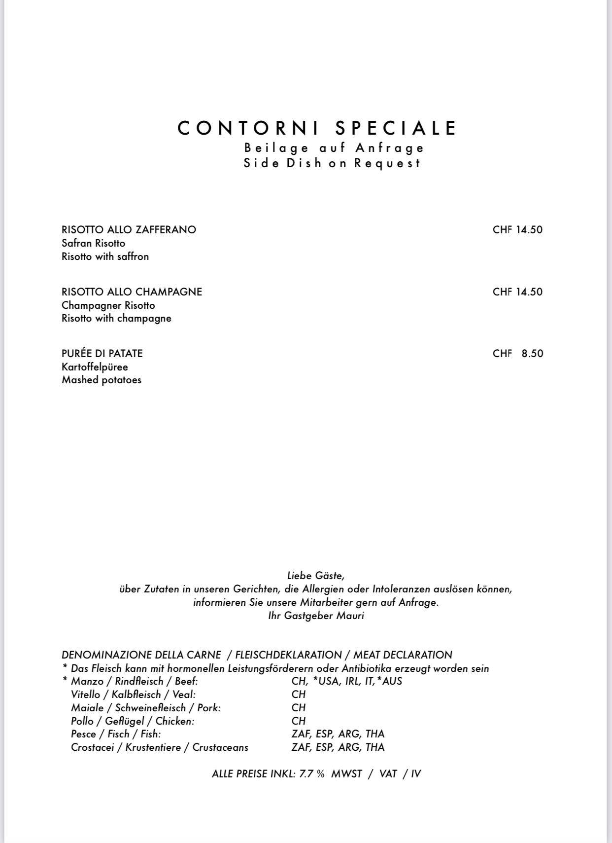 Menu di Mauri's La Casa 