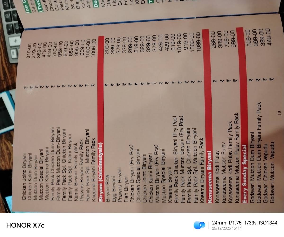 Mayura Gardenia menu