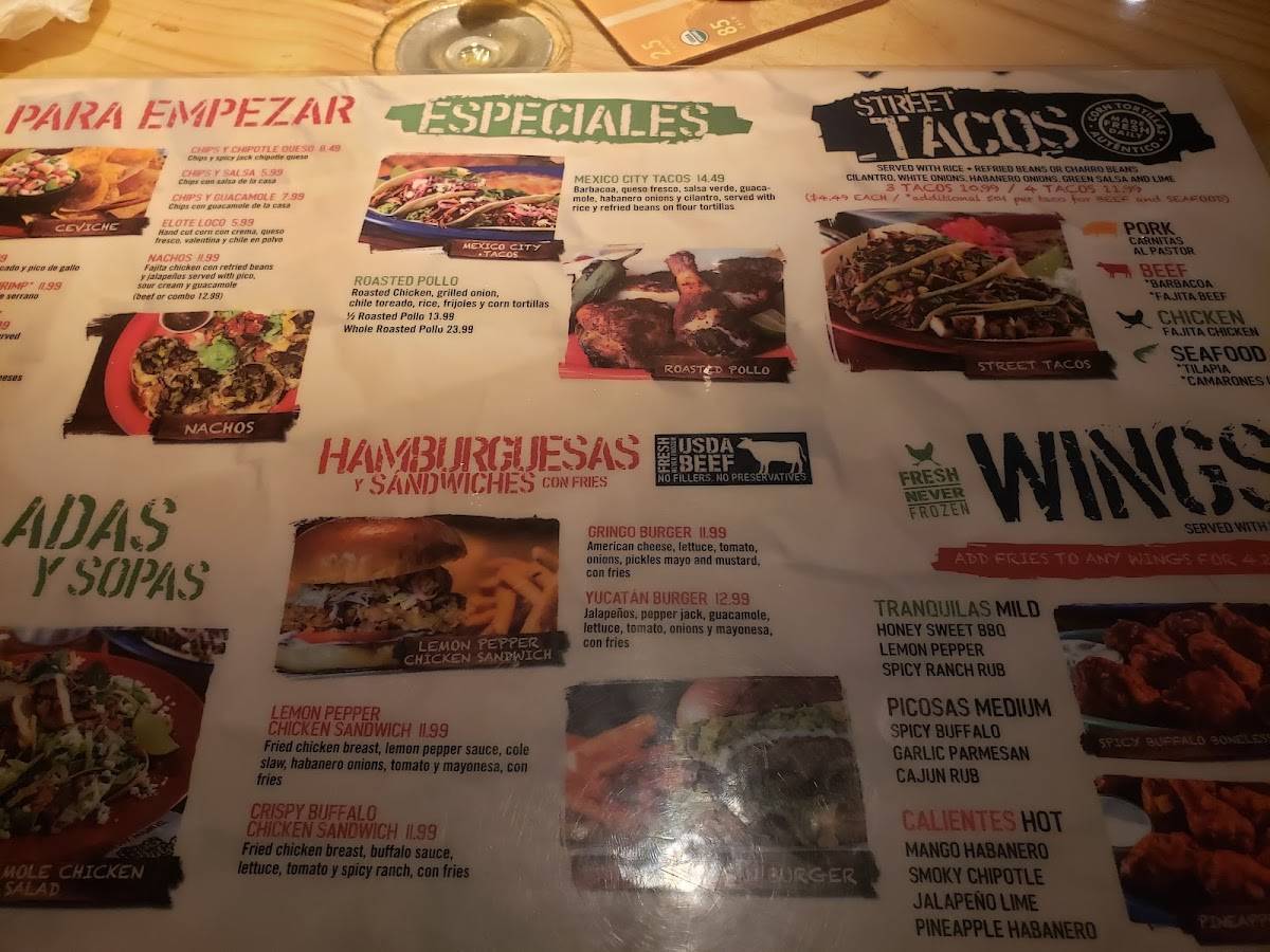 Menu at Ojos Locos Sports Cantina - McAllen pub & bar, McAllen