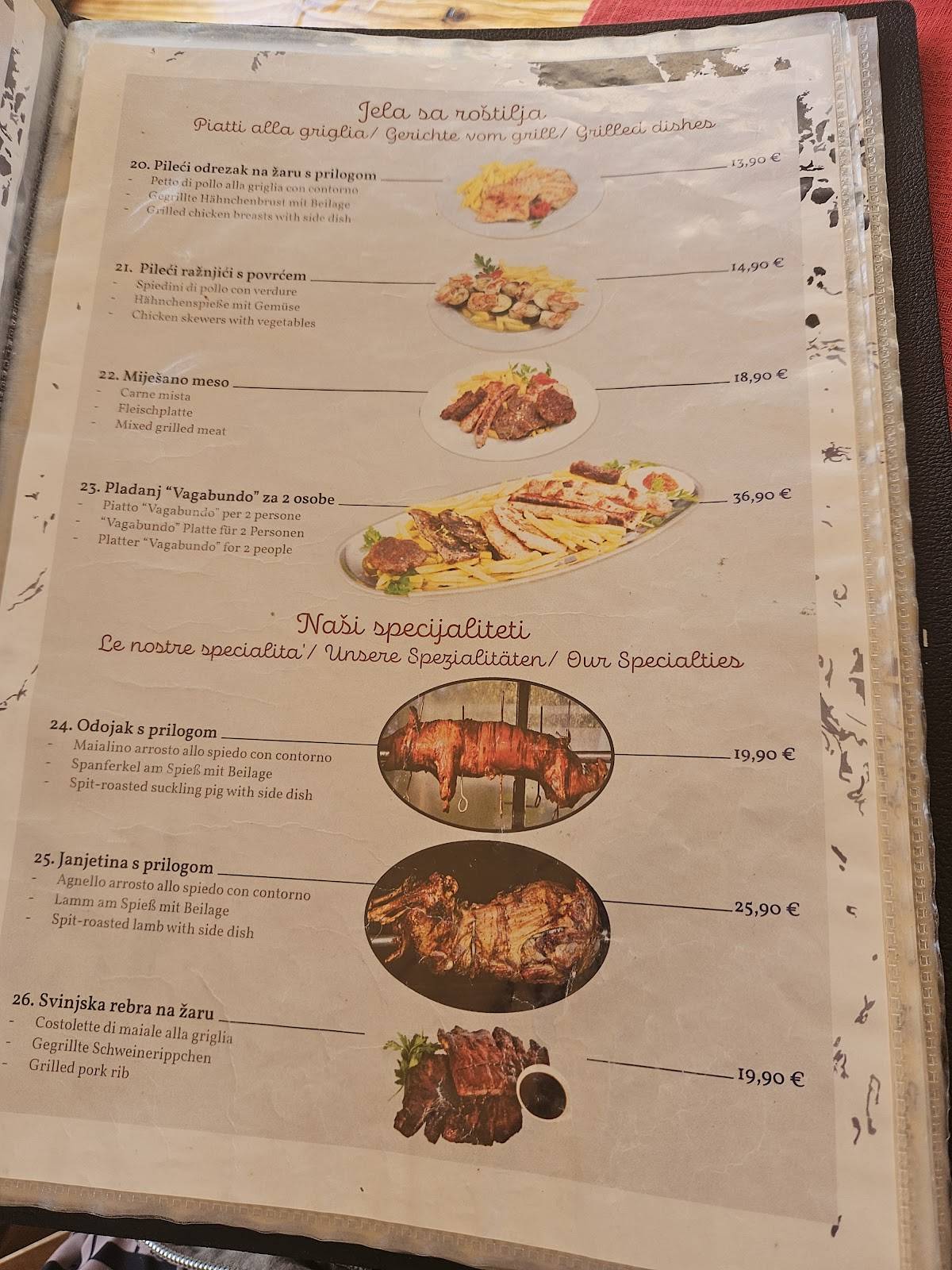 Menu di Vagabundo Medulin 