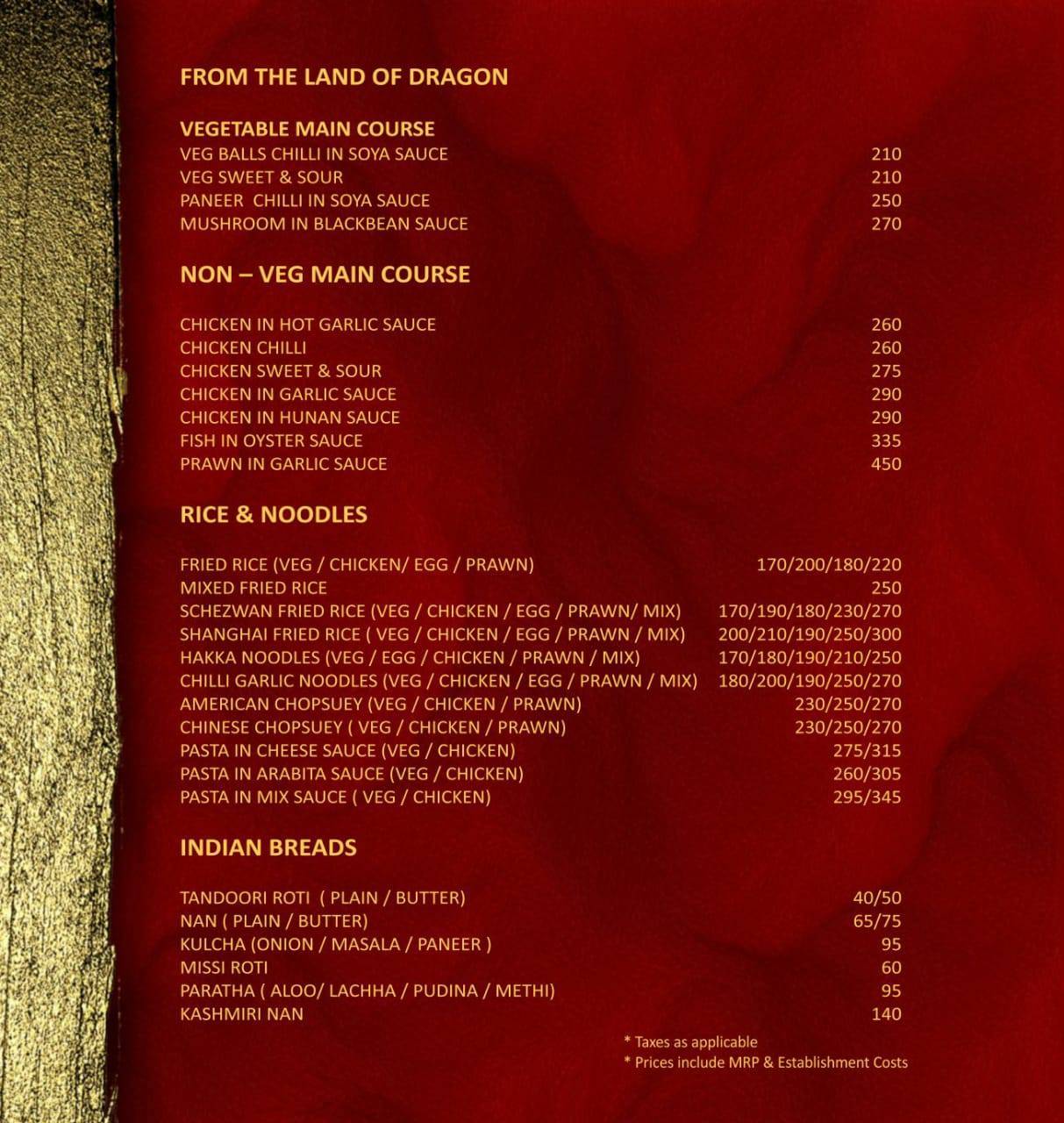 Mehfill- Resto Bar menu