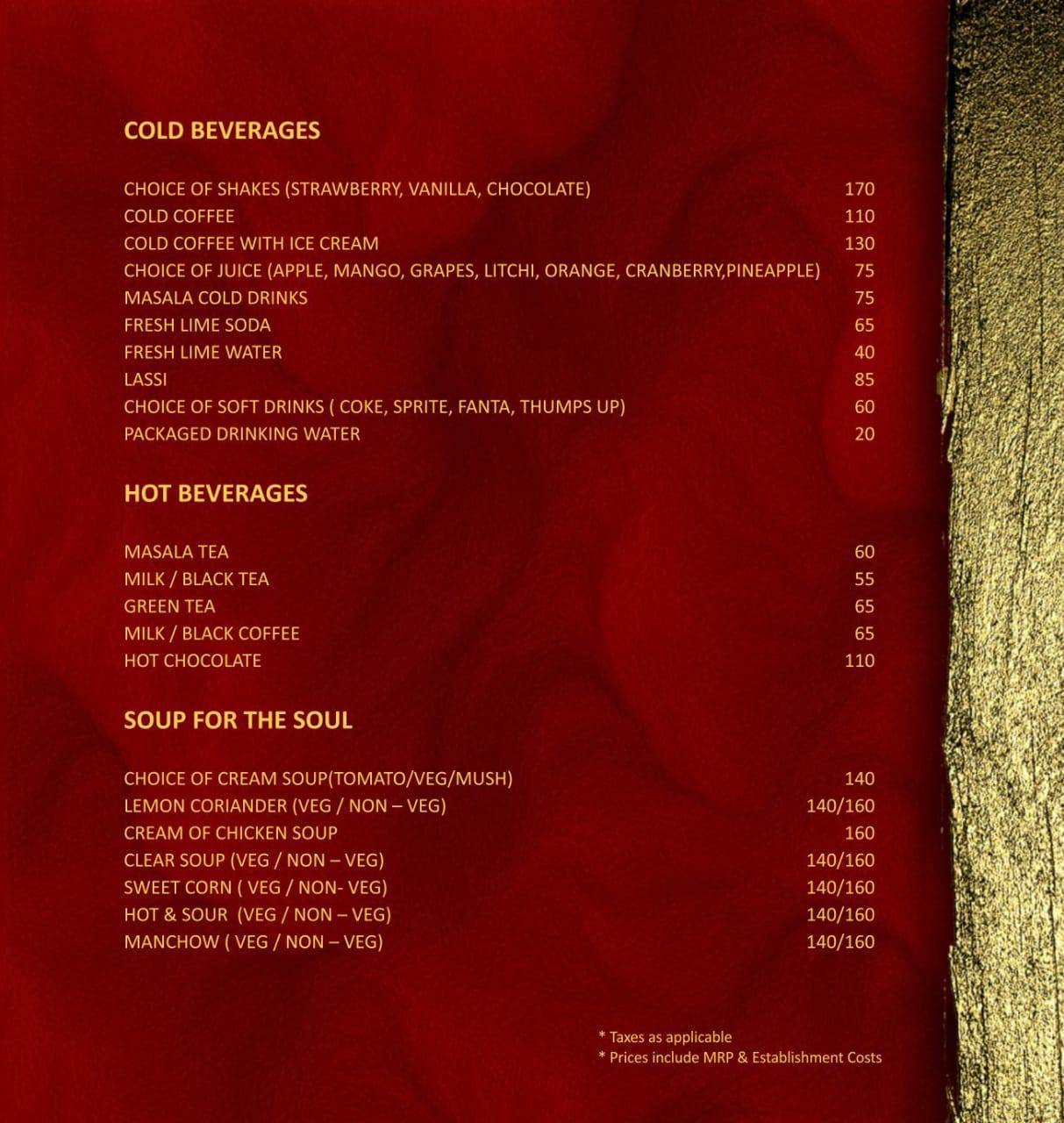 Mehfill- Resto Bar menu