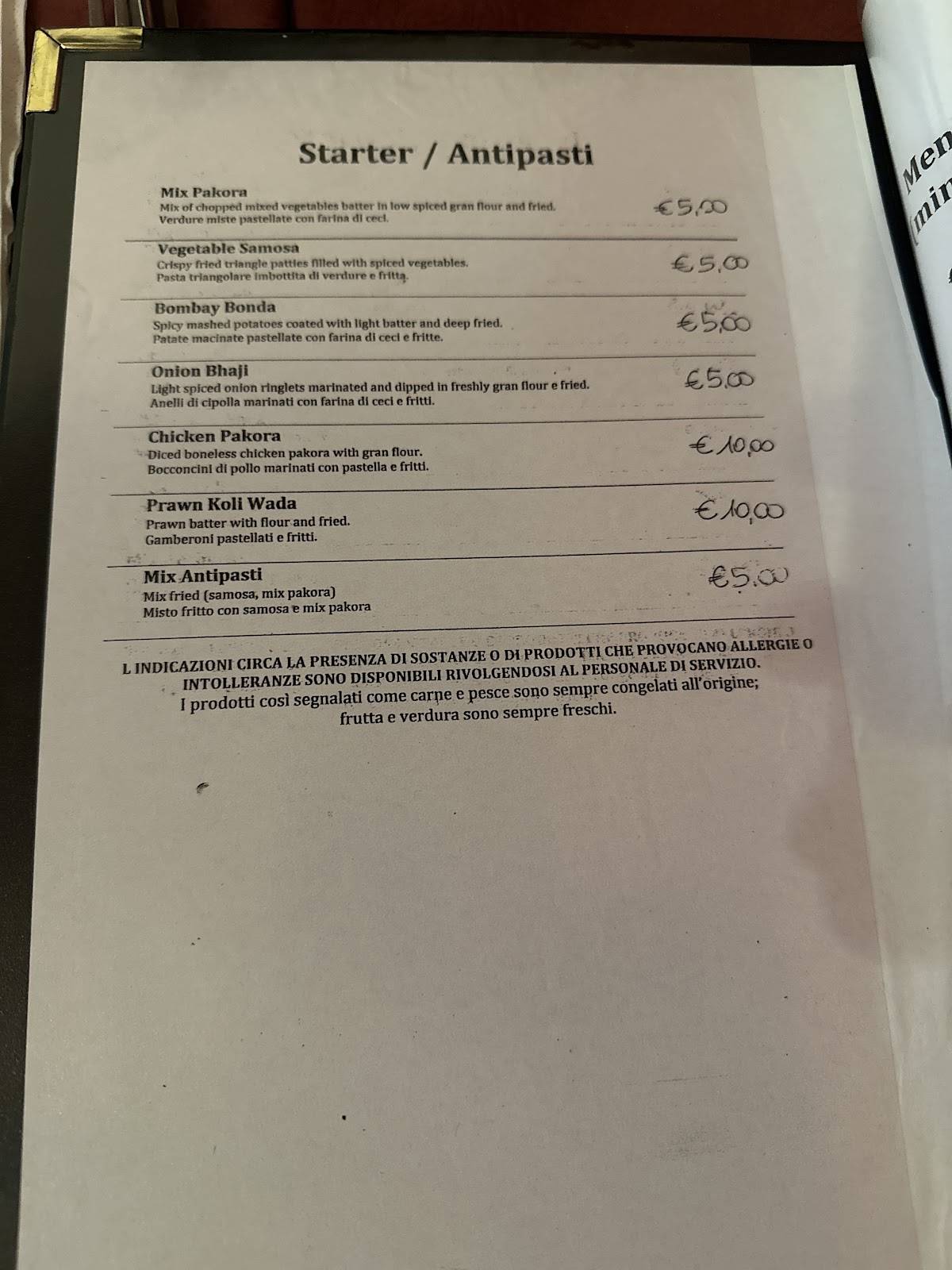 Menu di Shiv Dolce Vita 