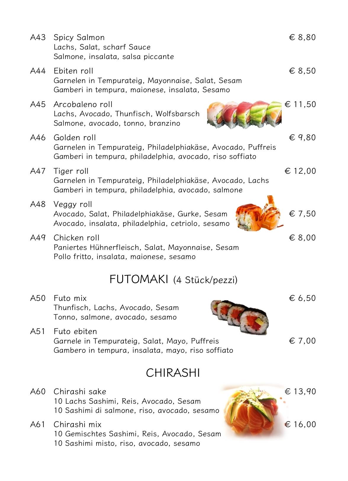 Menu di Prospero - Ristorante Cinese Giapponese 