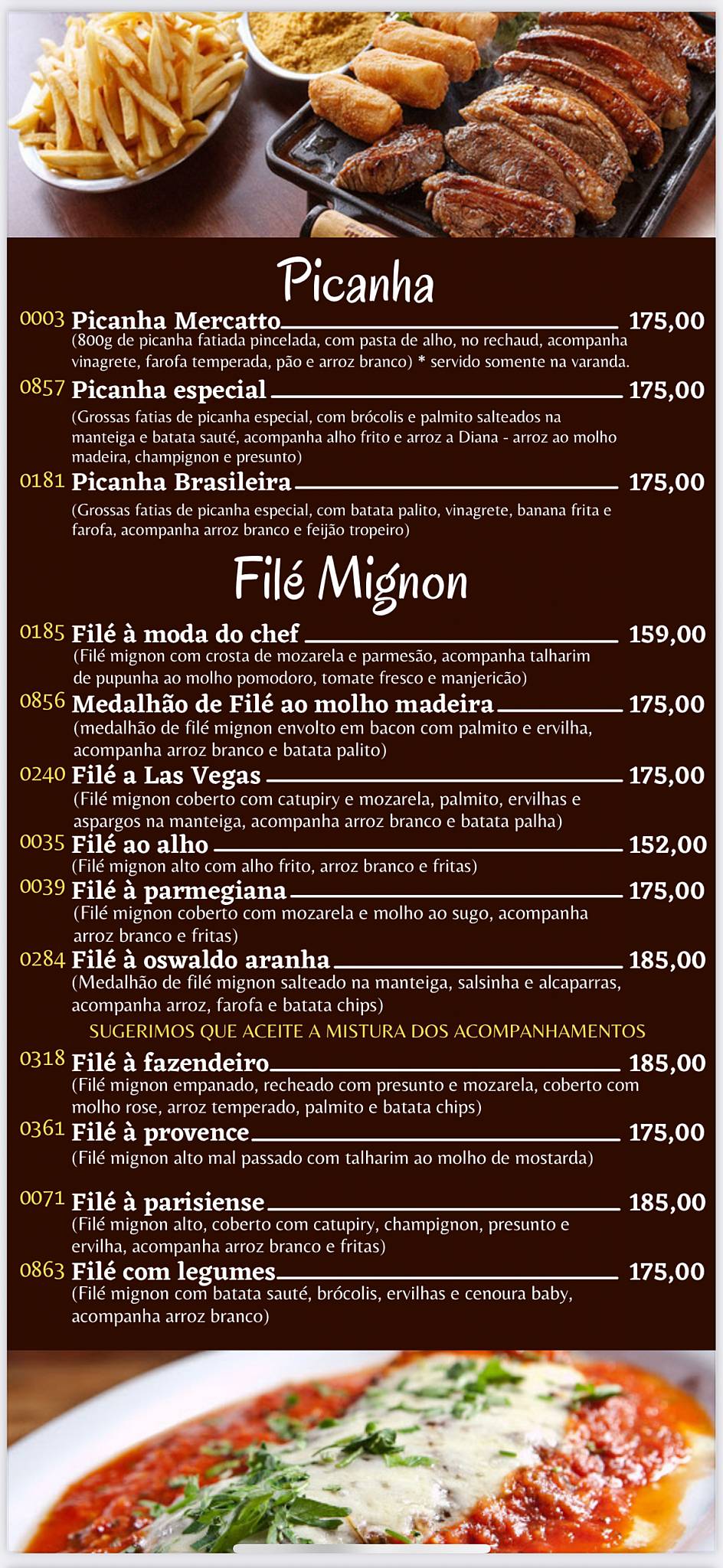 Mercatto Bar e Restaurante cardápio