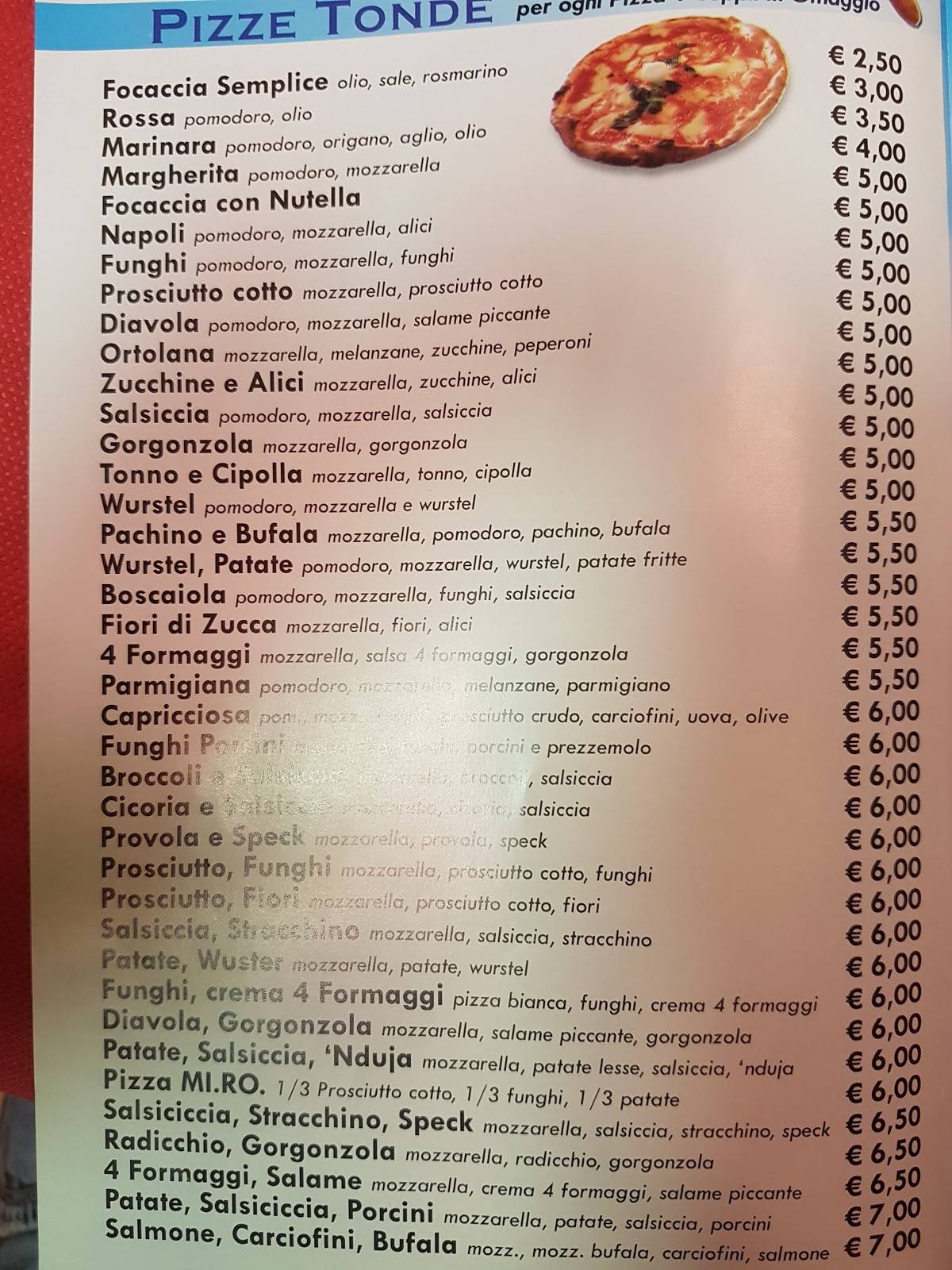 Menu di Mi.Ro. Pizzeria 