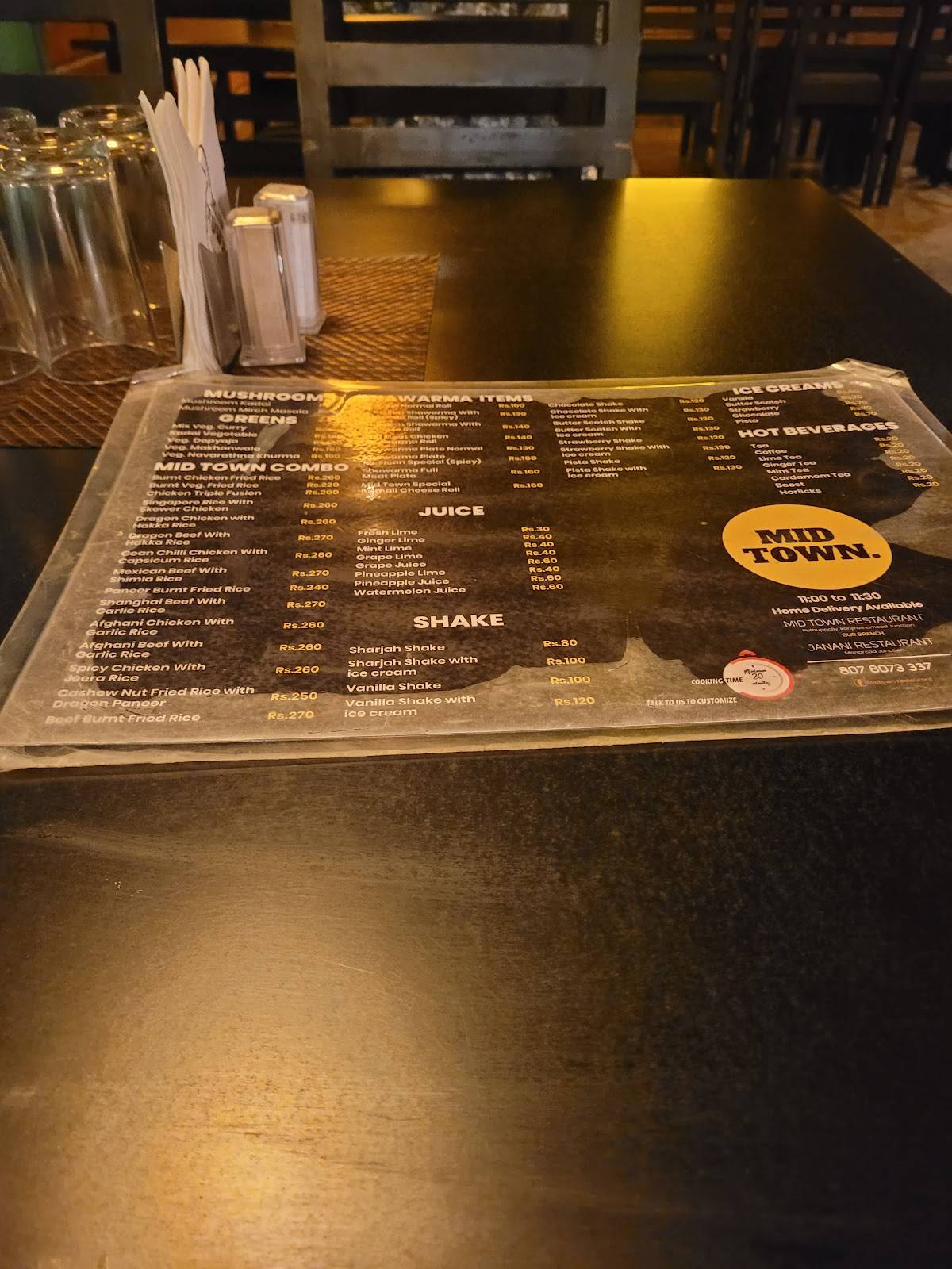 Midtown Restaurant menu
