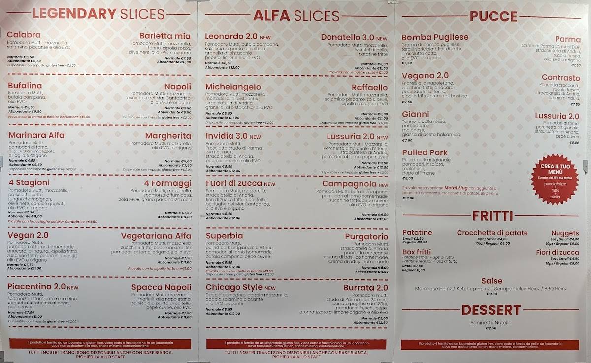 Menu di ALFA PIZZA 