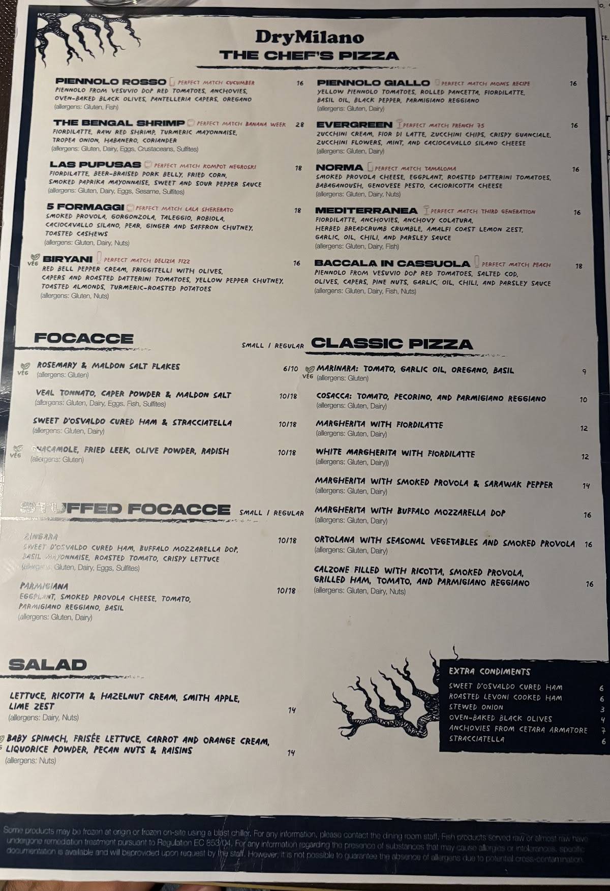 Menu di Dry Milano 