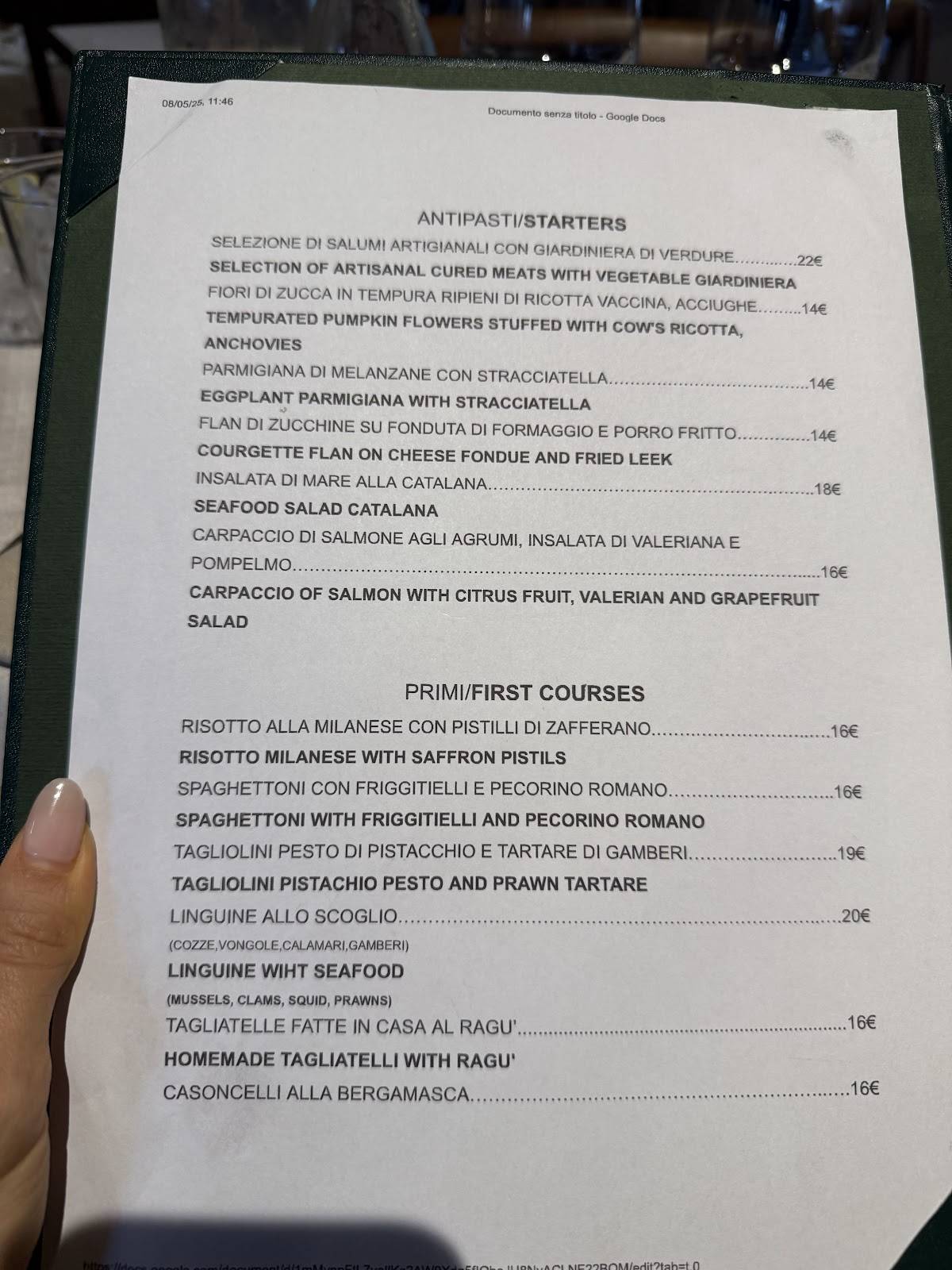 Menu di Osteria della Darsena 