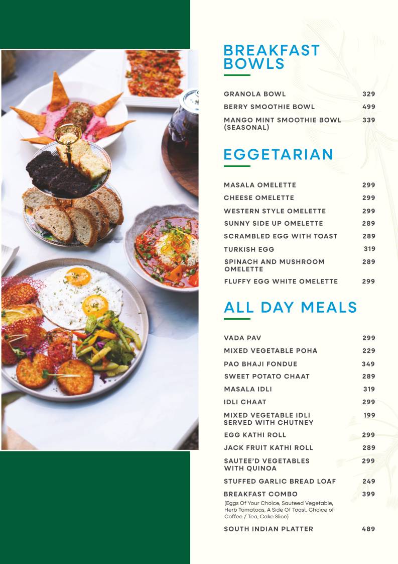 Minerals The Garden Cafe menu