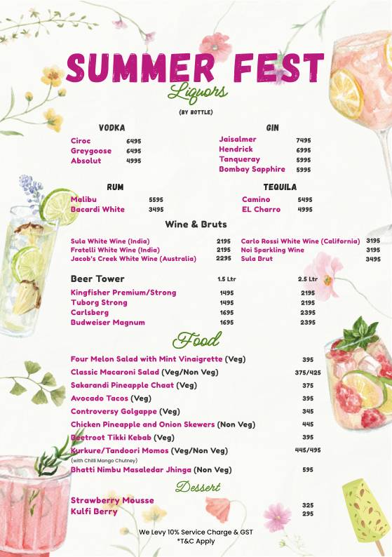 Ministry of Daru menu