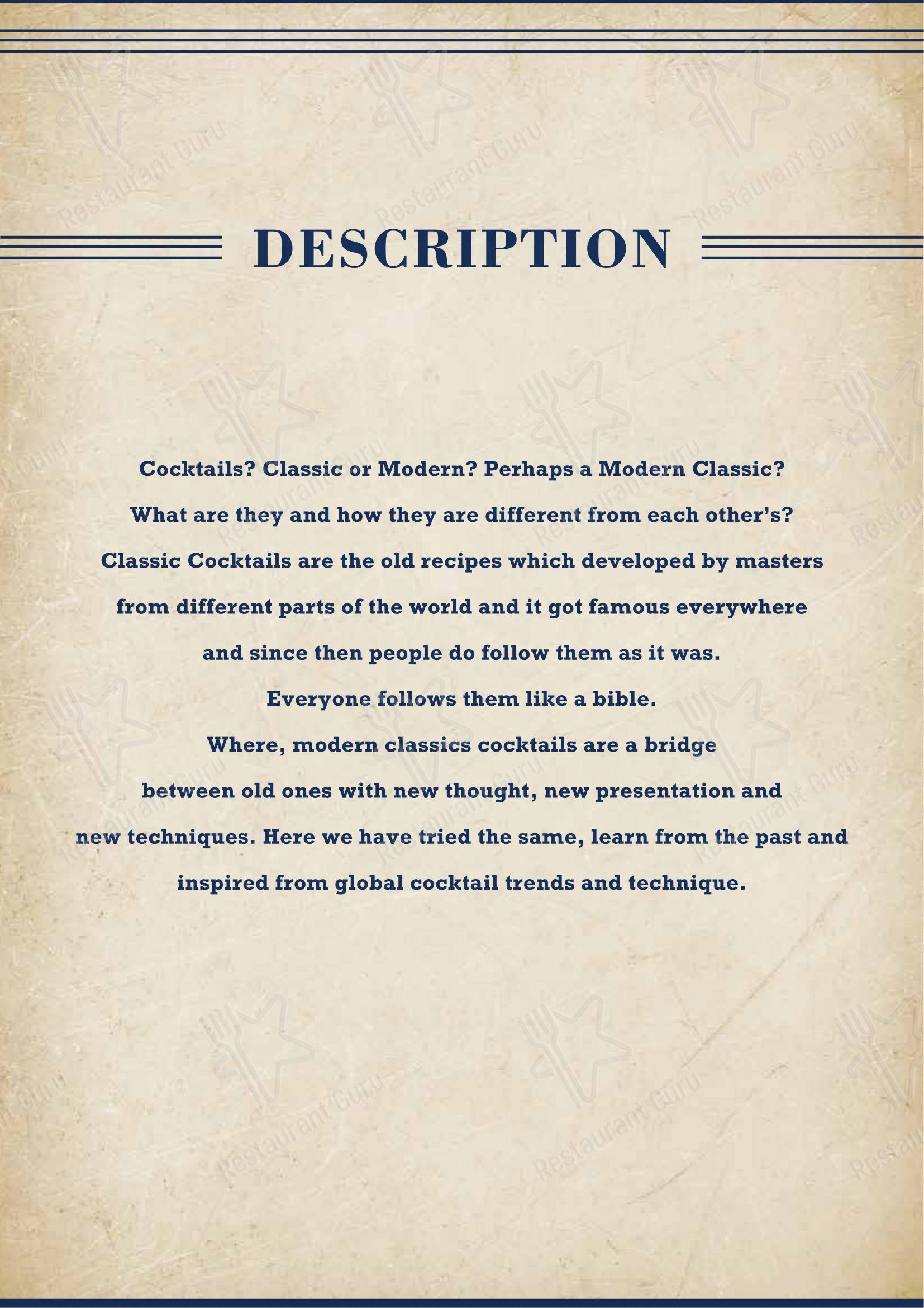 Ministry of Daru in Noida - Menu bar