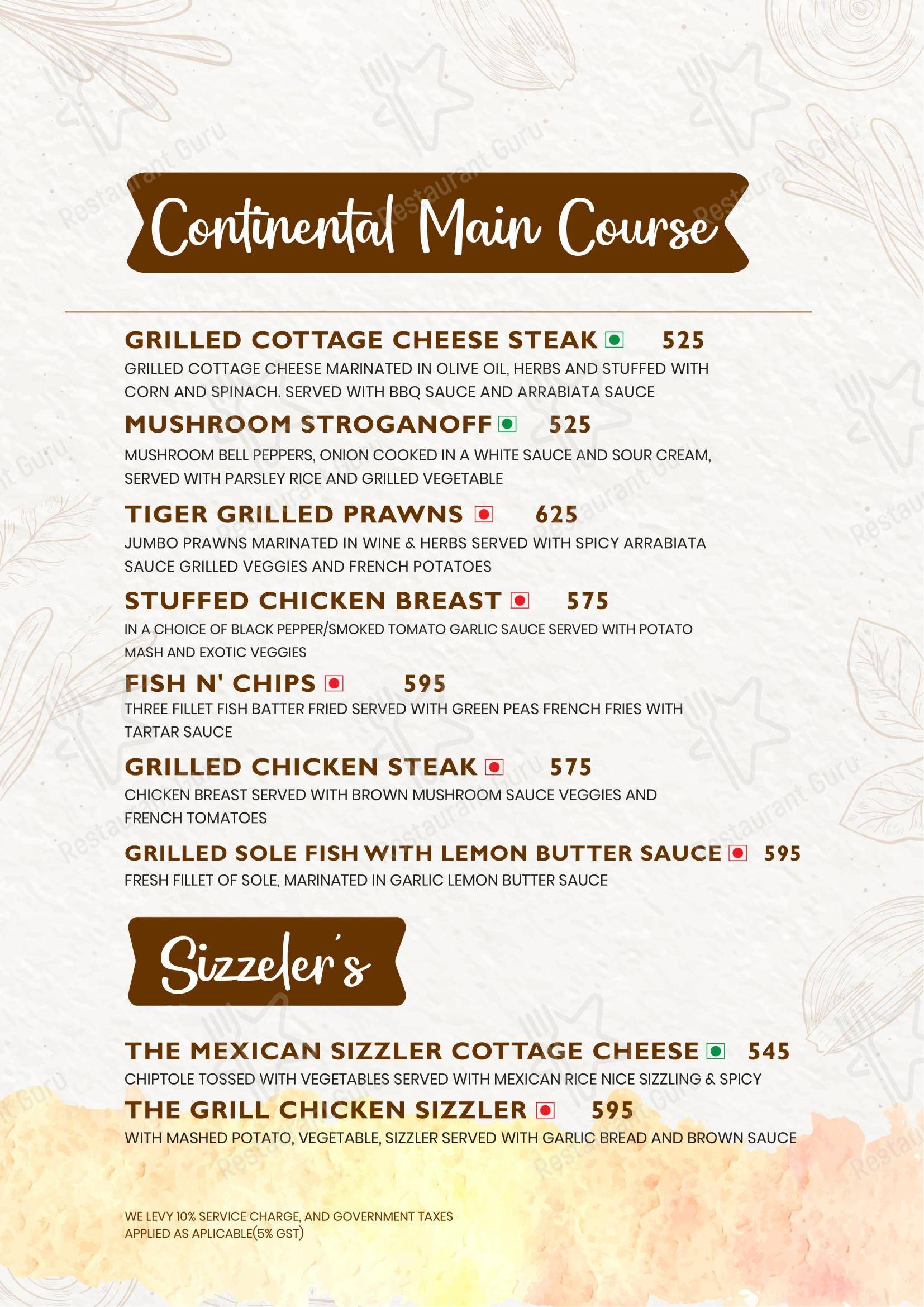 Menu for the Ministry of Daru restaurant