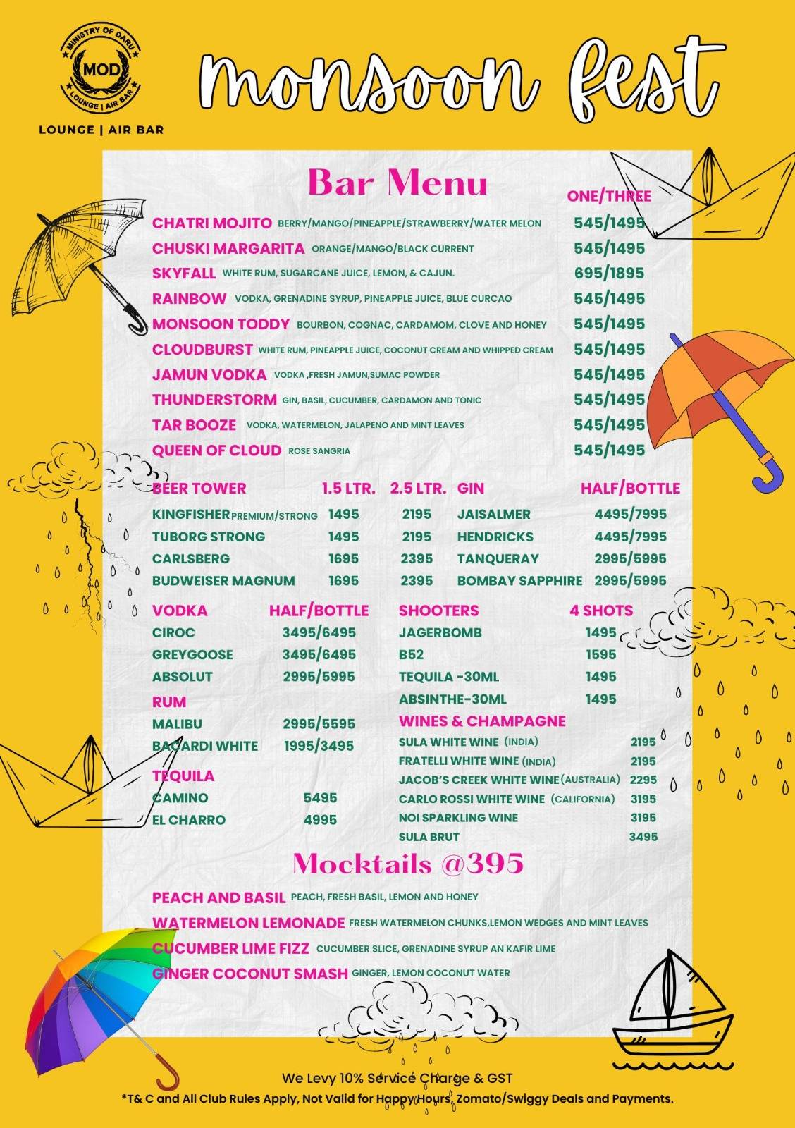 Ministry of Daru menu