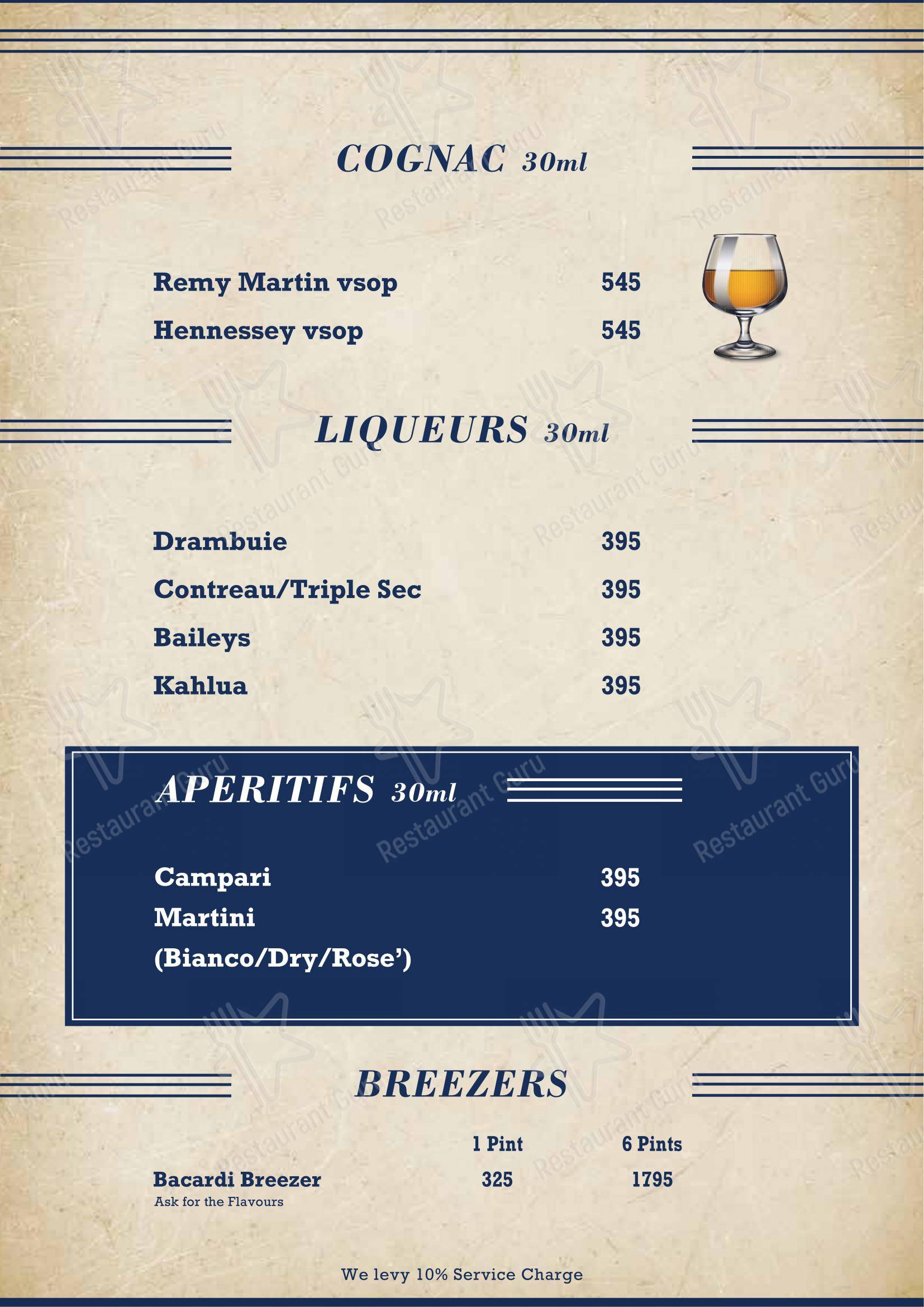 Menu bar for the Ministry of Daru restaurant