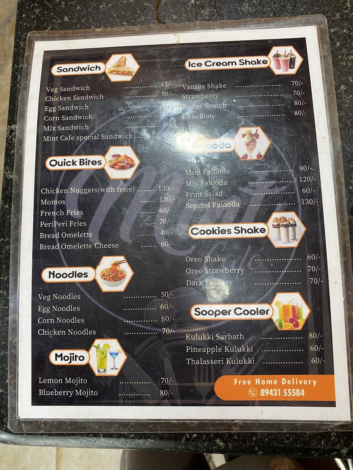 Mint cafe menu