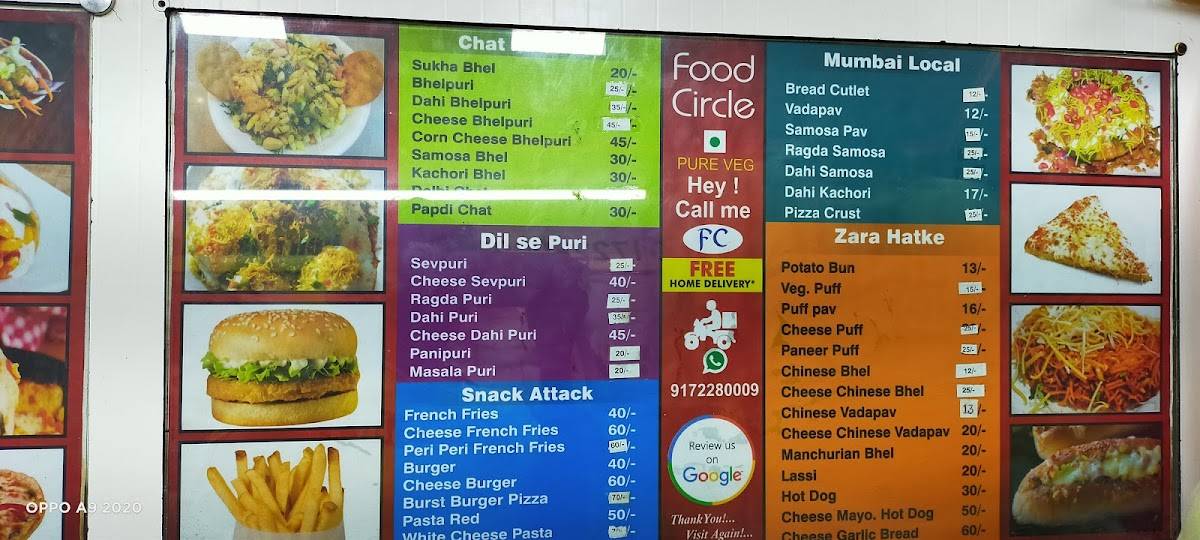 Food Circle menu