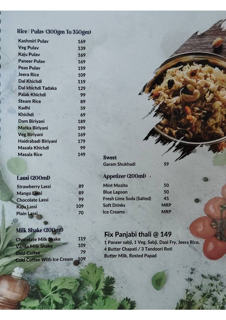 Misha Restaurant menu