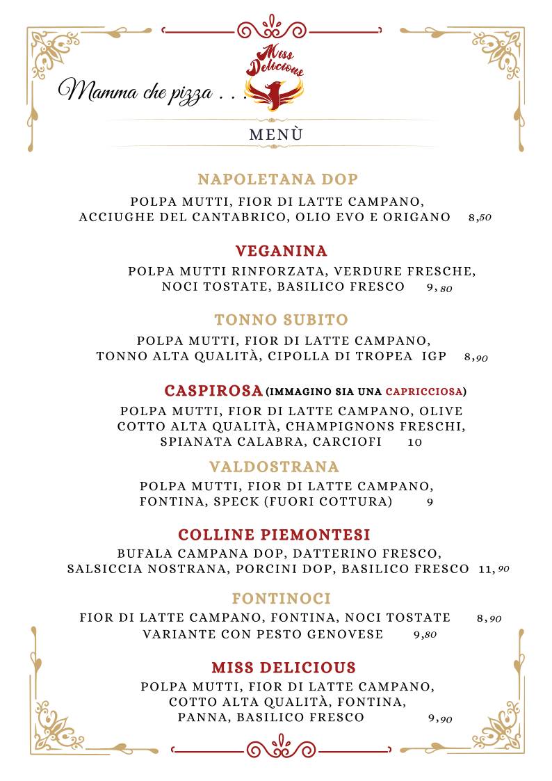 Menu di Miss Delicious Pizzeria 