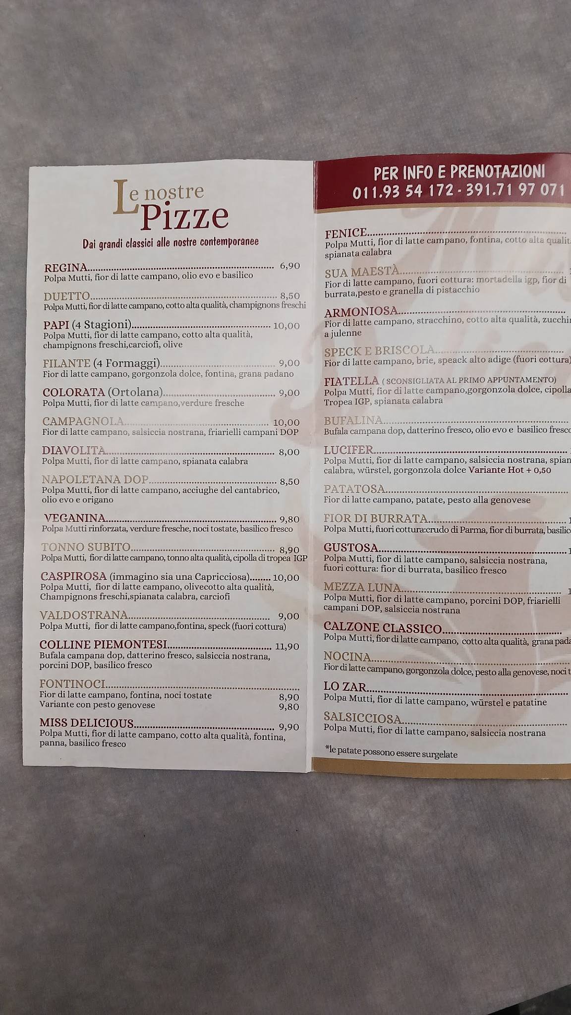 Menu di Miss Delicious Pizzeria 