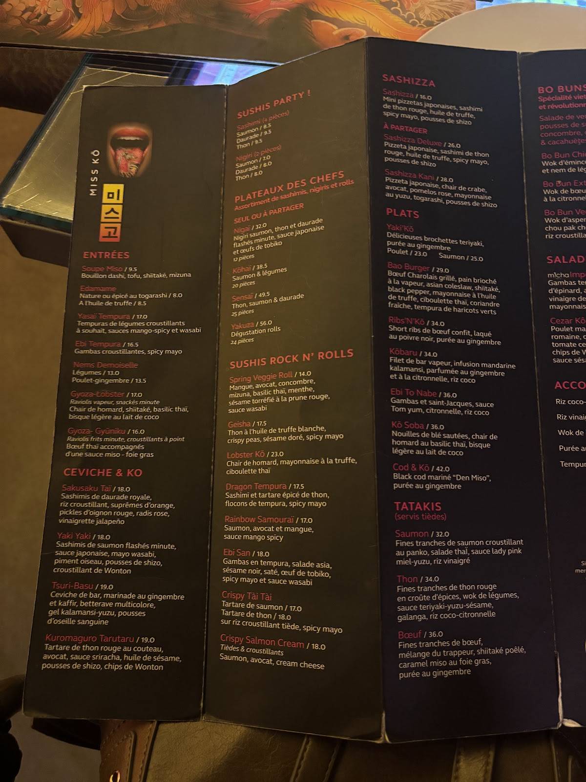 Menu de Miss Ko