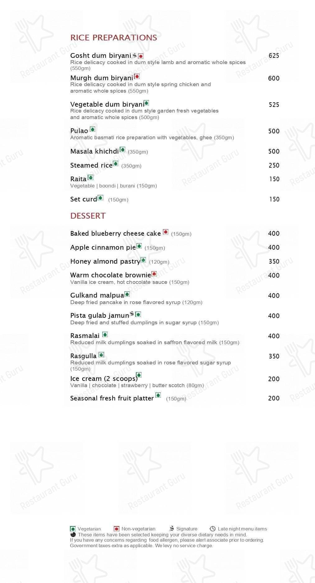 Raipur Kitchen- Courtyard By Marriott menu