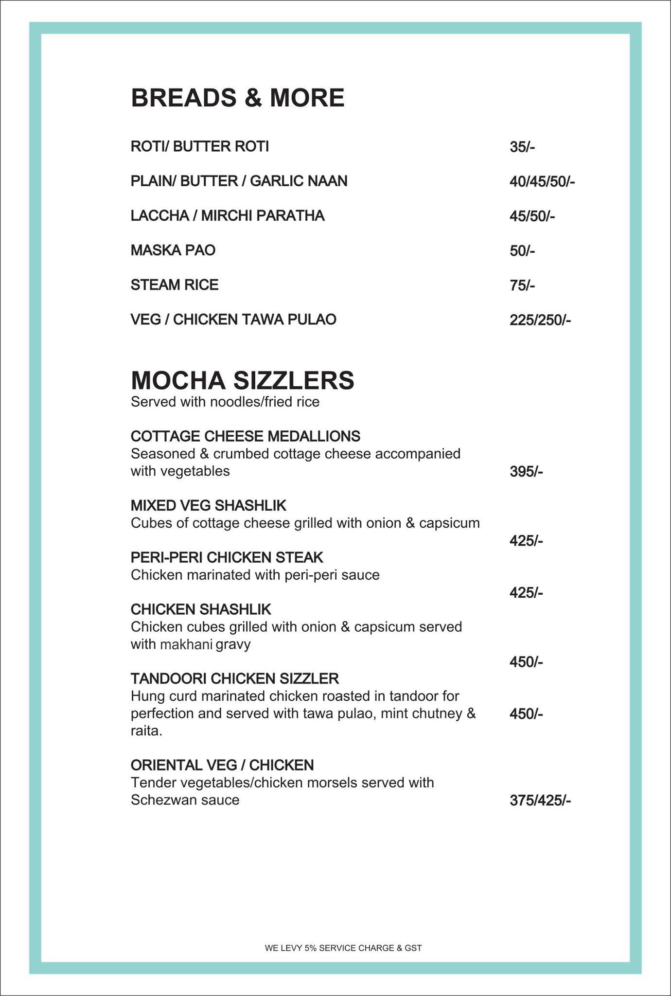 Mocha - Cafe & Bar menu