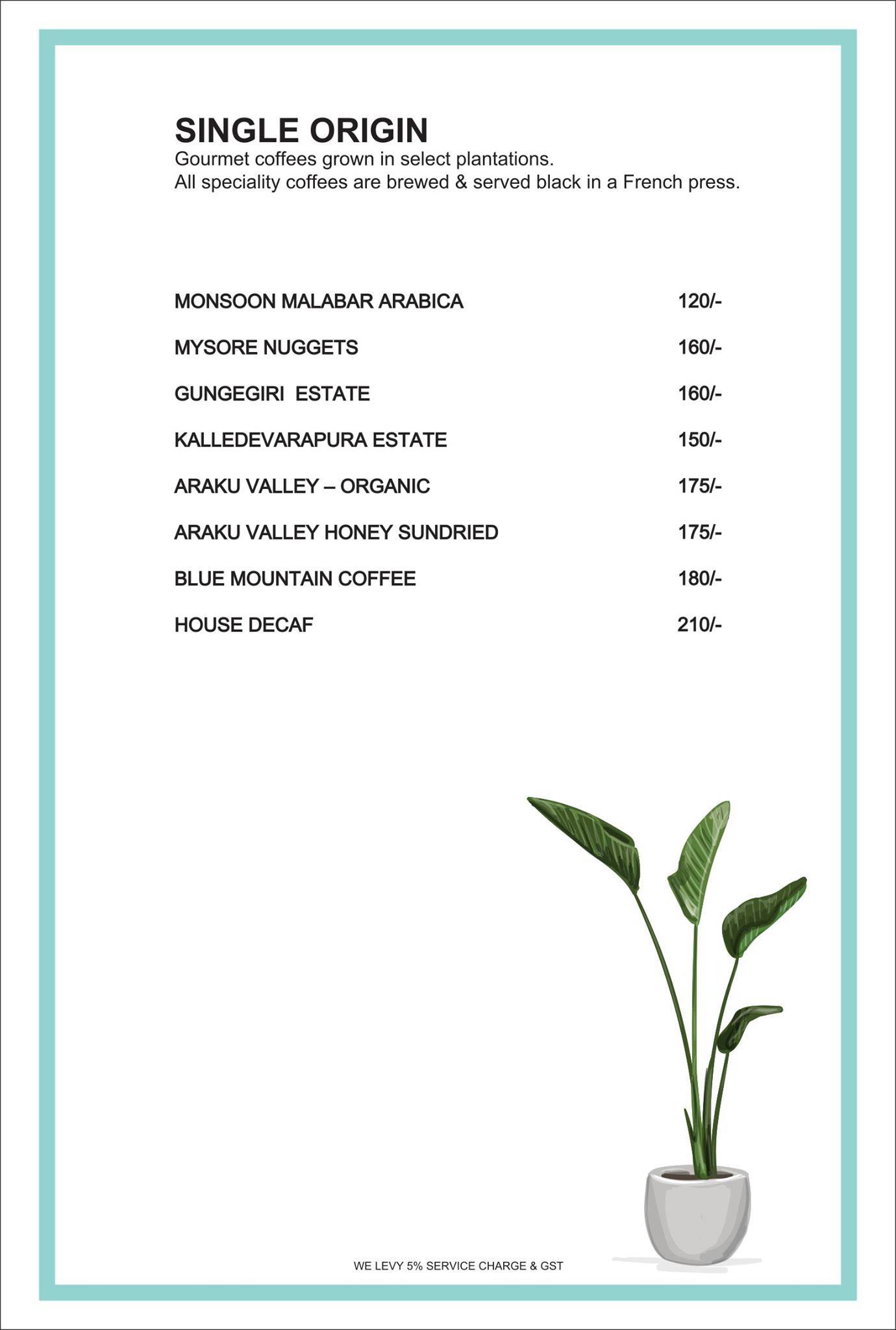 Mocha - Cafe & Bar menu