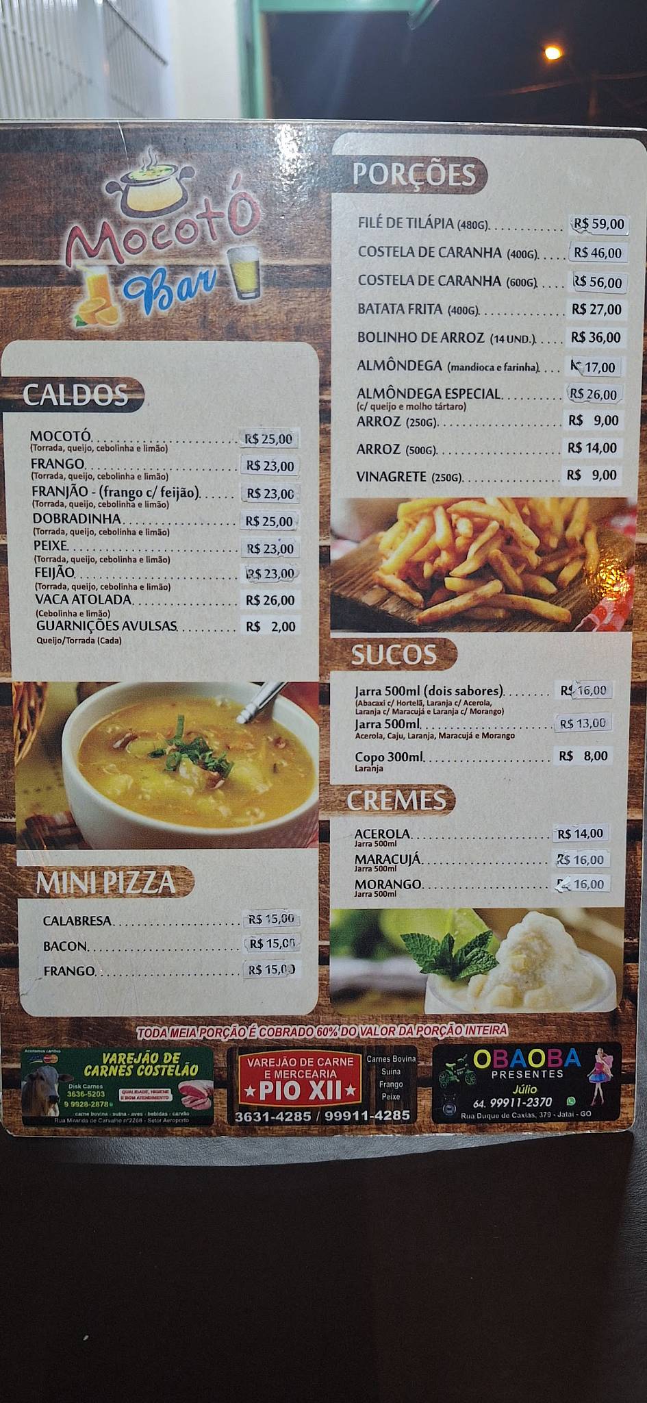 Mocotó Bar cardápio