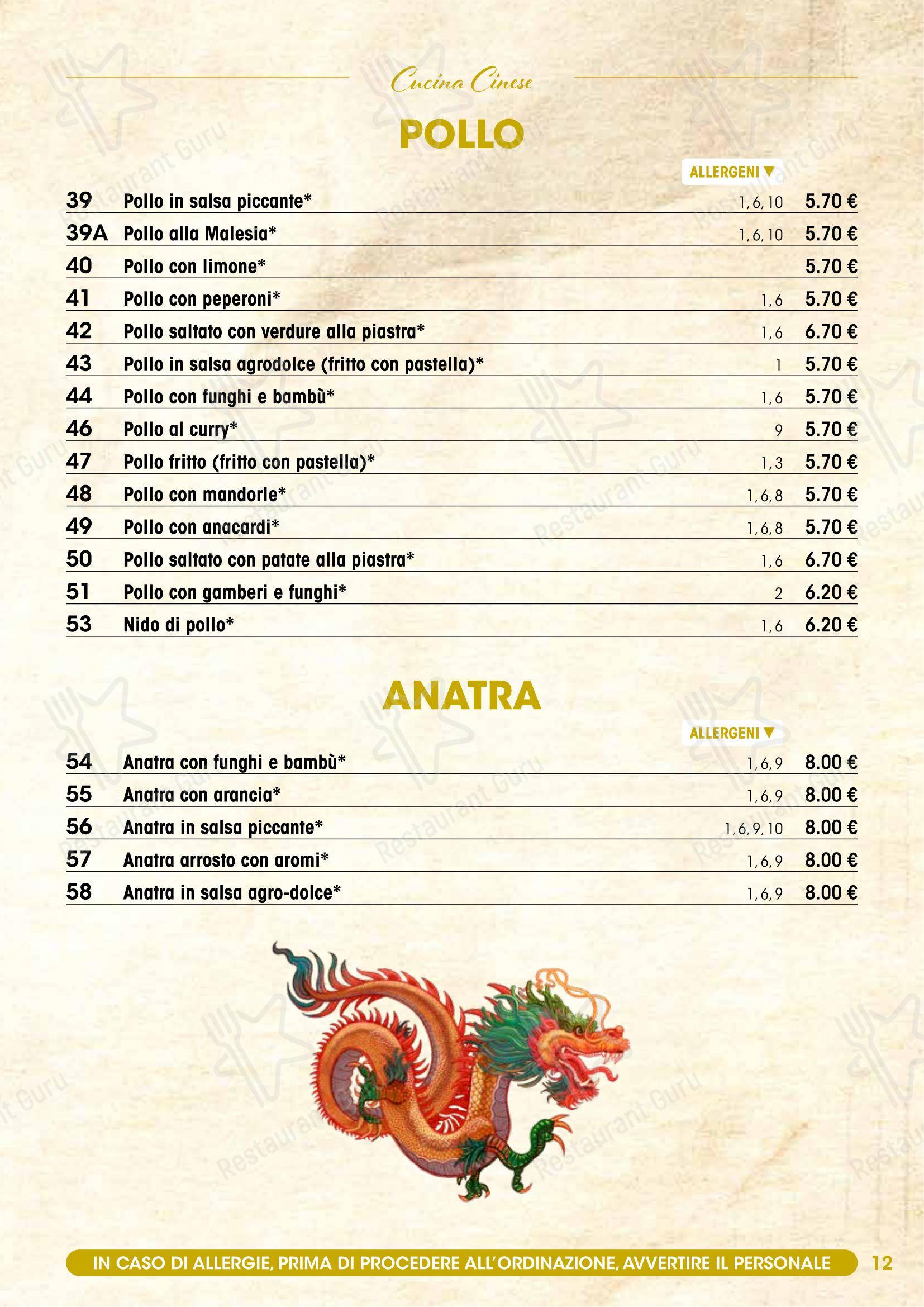 Menu per Modo Fusion Restaurant in Gallarate