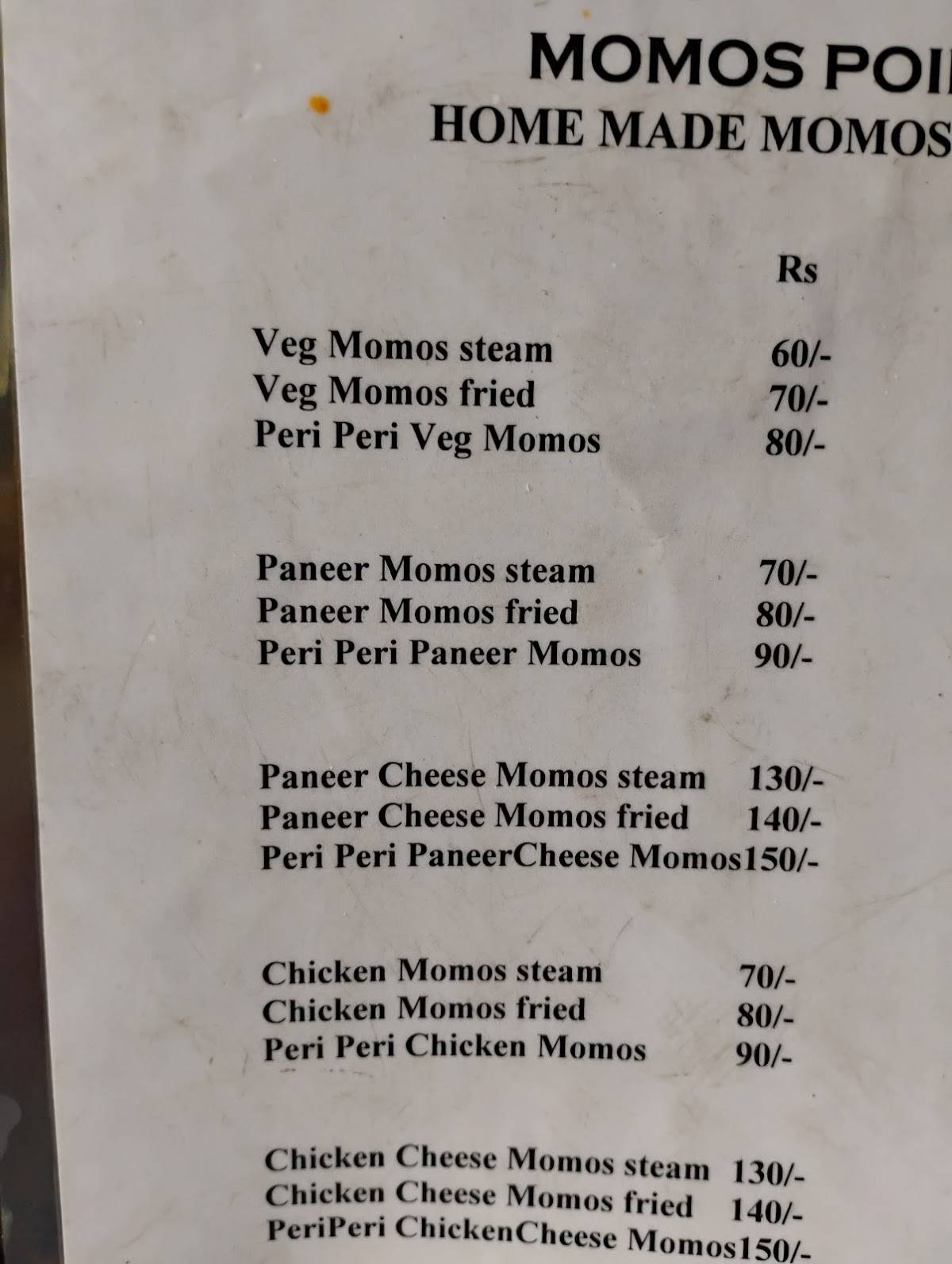 Momos point menu