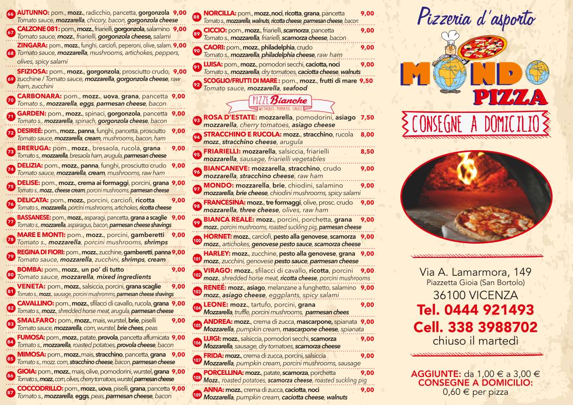 Menu di Mondo Pizza da Renato - Pizzeria d'Asporto 