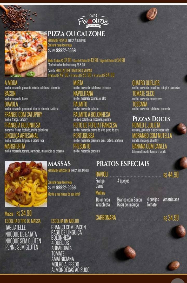 Café Fragolizia cardápio