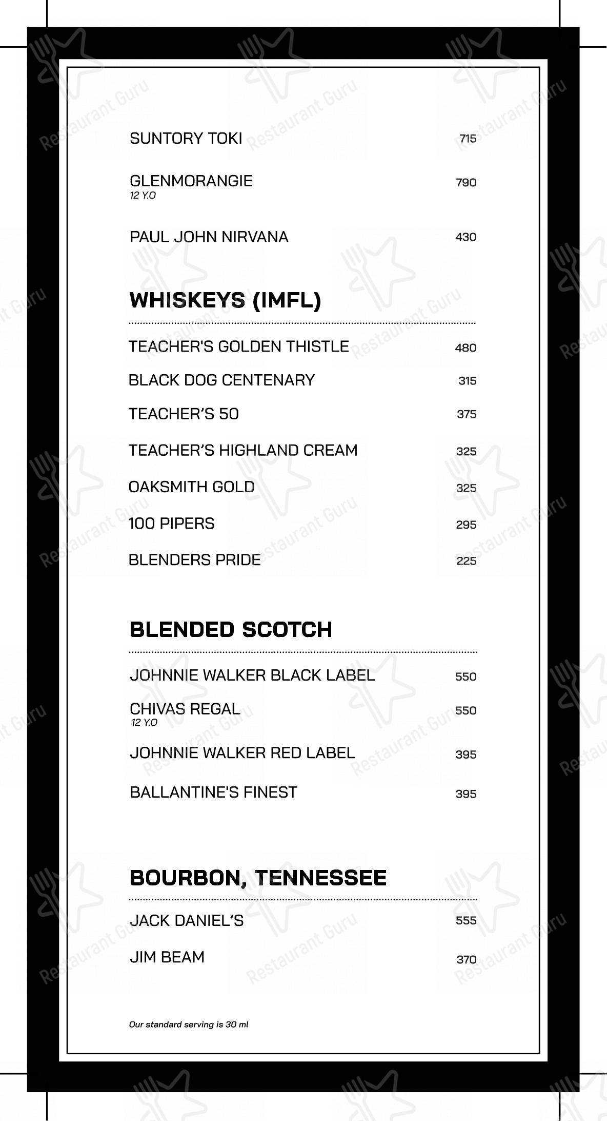 Menu bar for the Moplah's restaurant