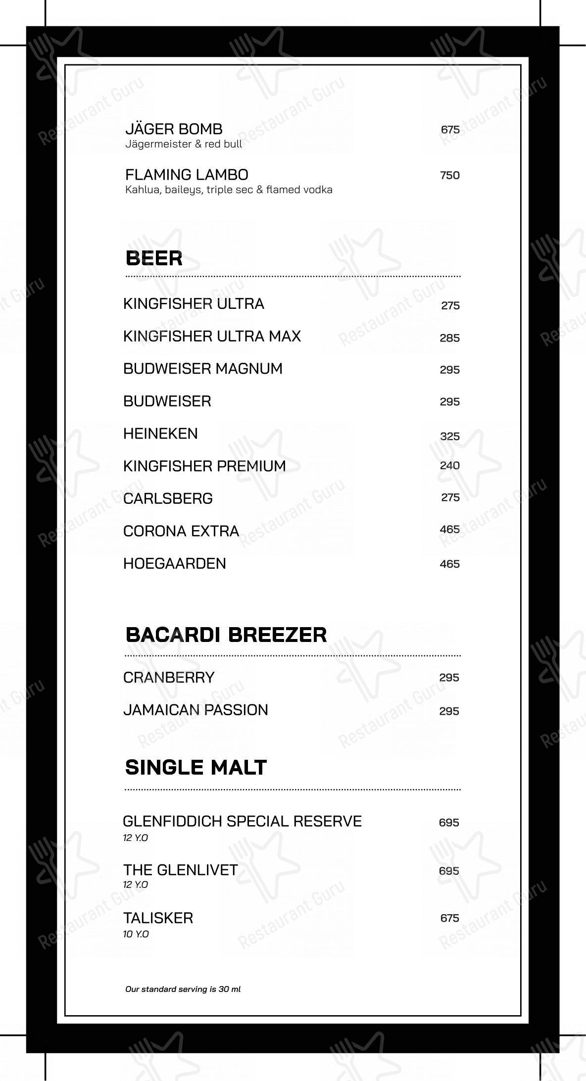 Menu bar for Moplah's in Bengaluru