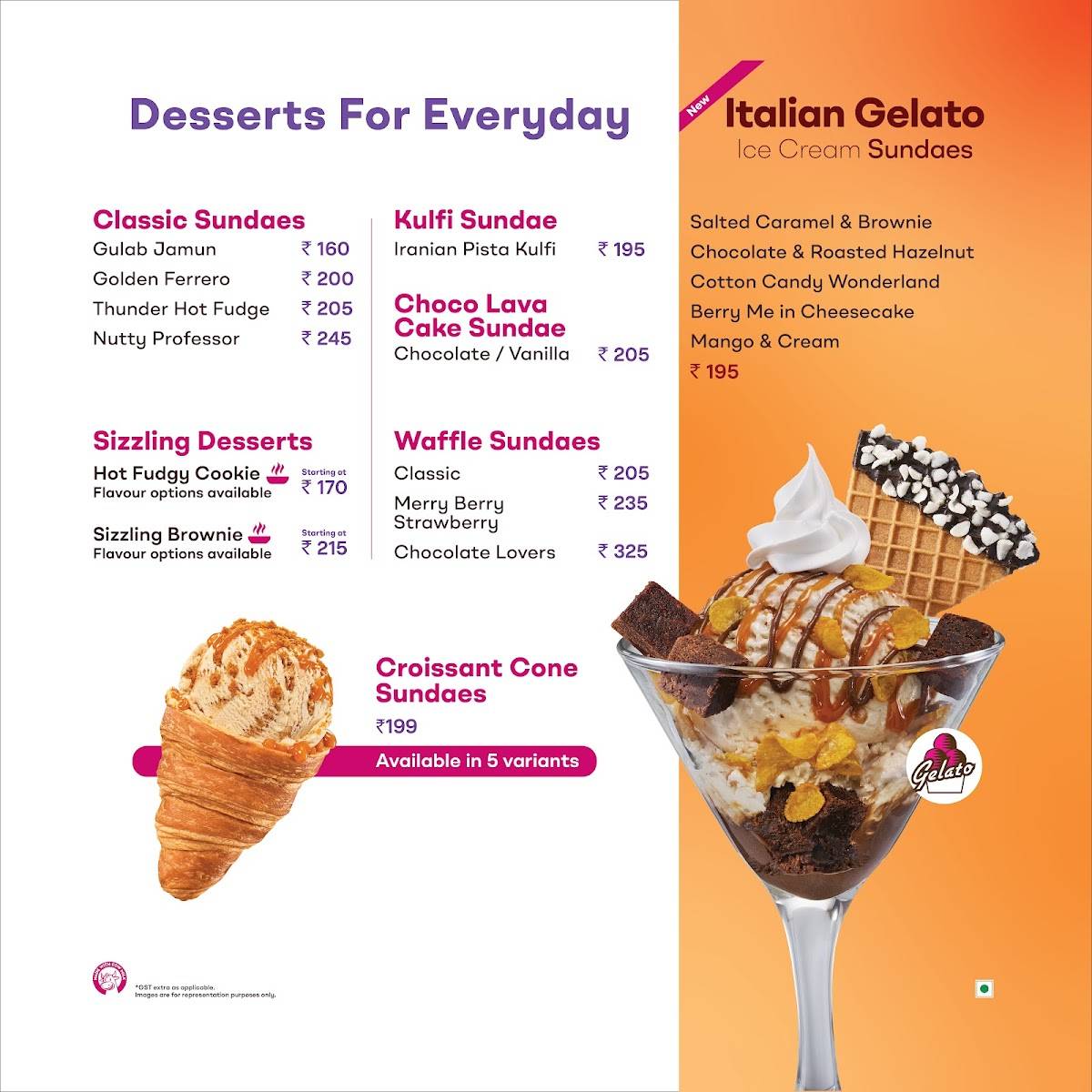Baskin Robbins menu