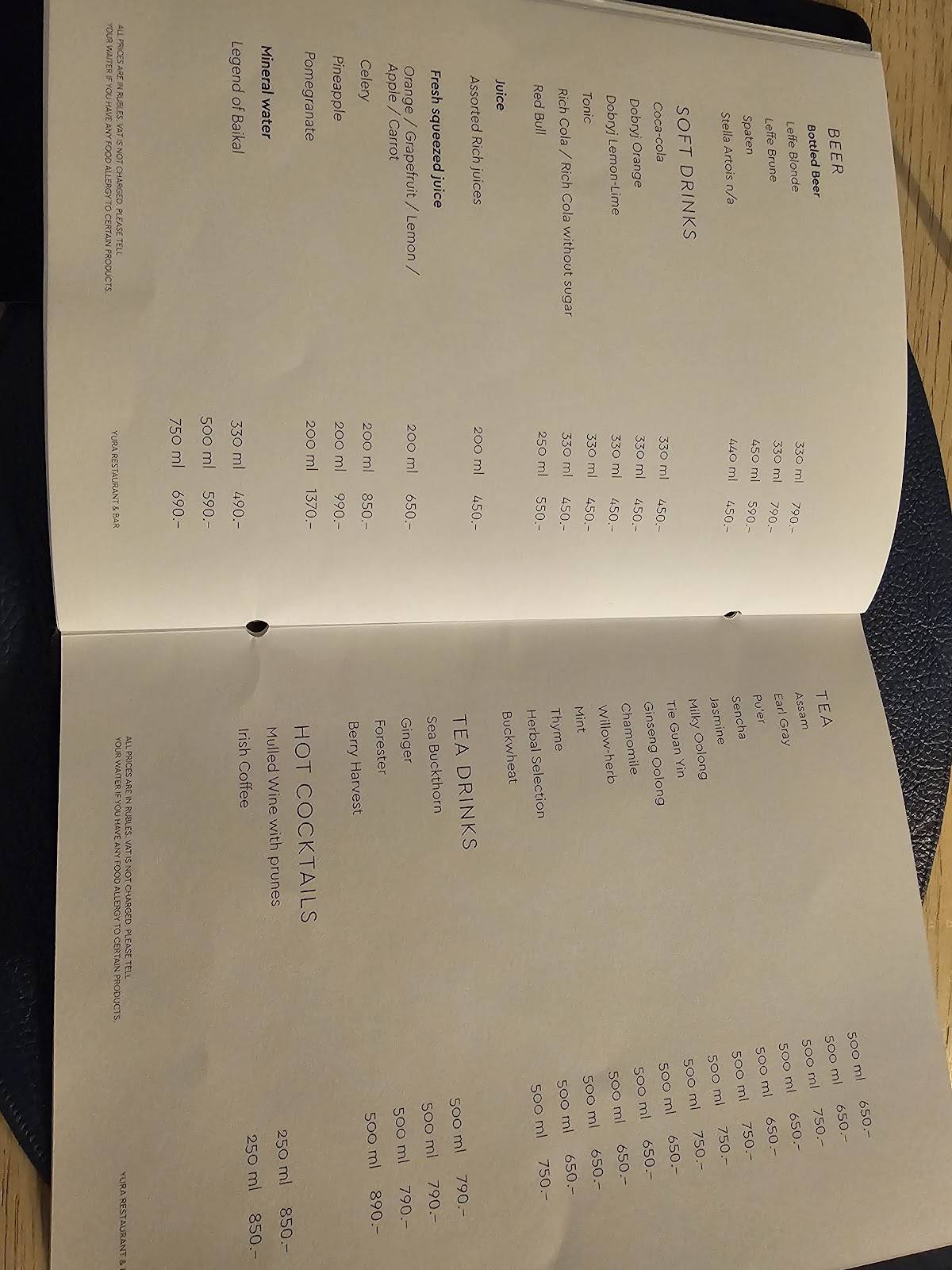 Menu de Yura