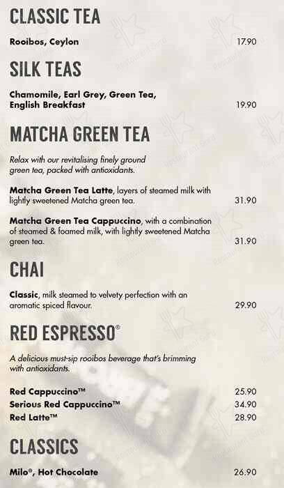 Menu de Mugg & Bean