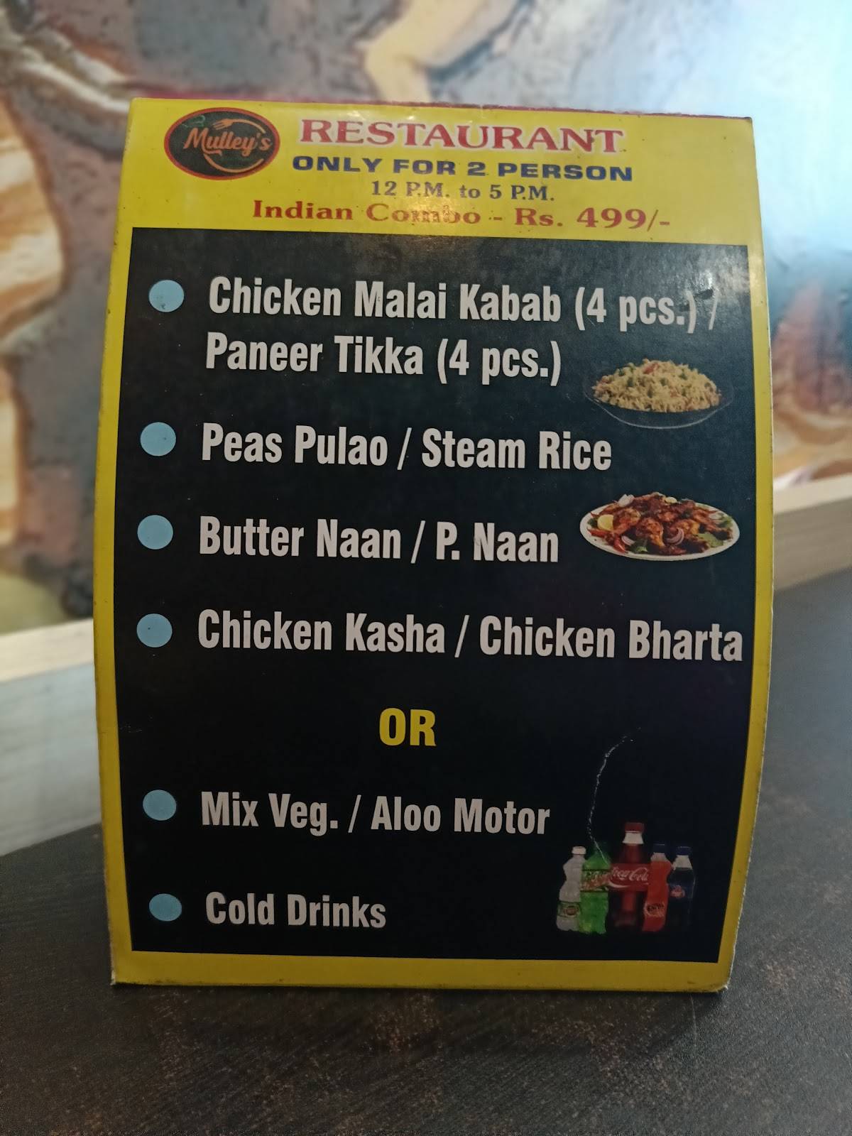 Mulley's Restaurant menu