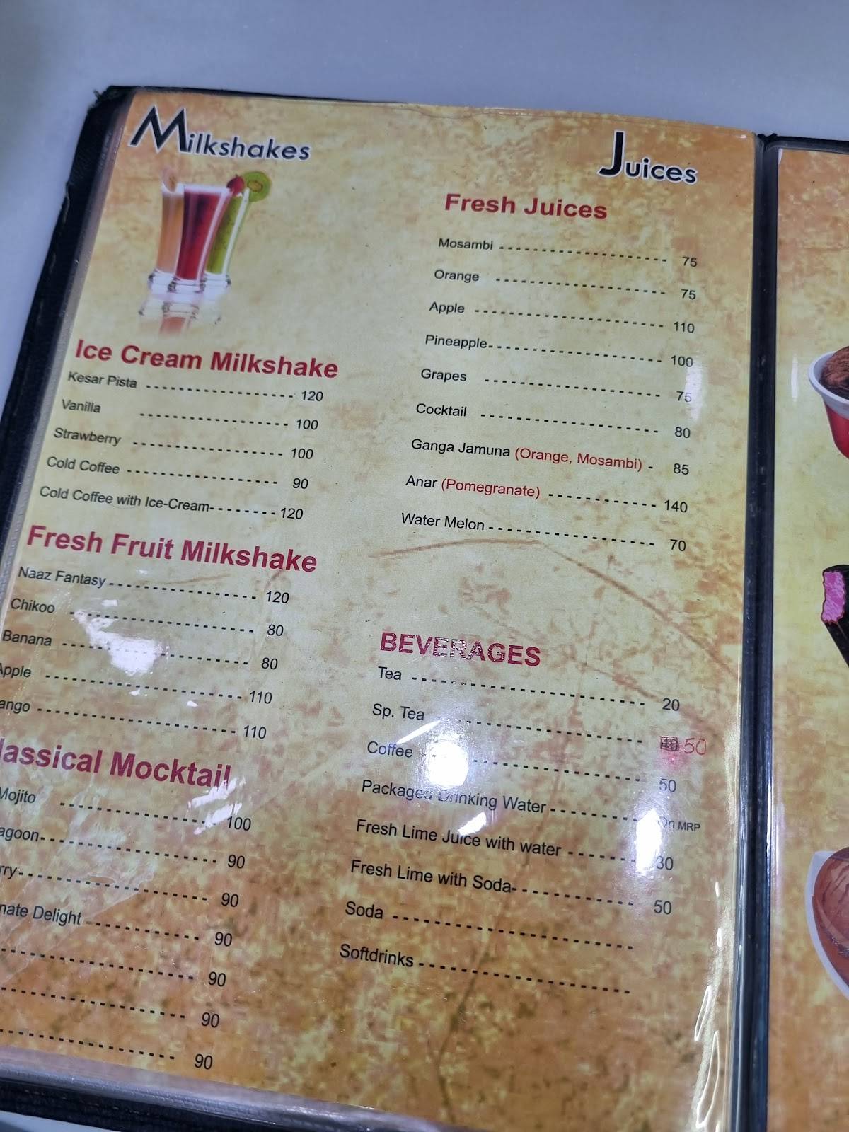 Naaz Hotel Family Restaurant menu