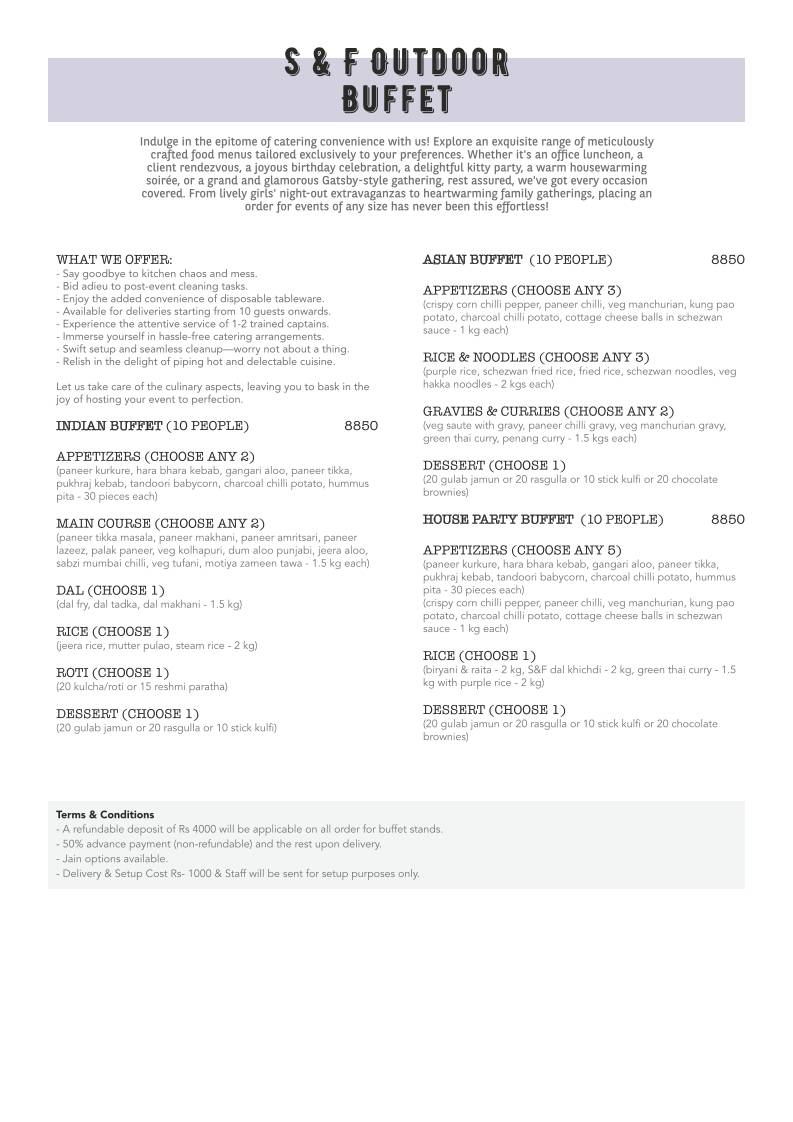 Spices and Flavours menu
