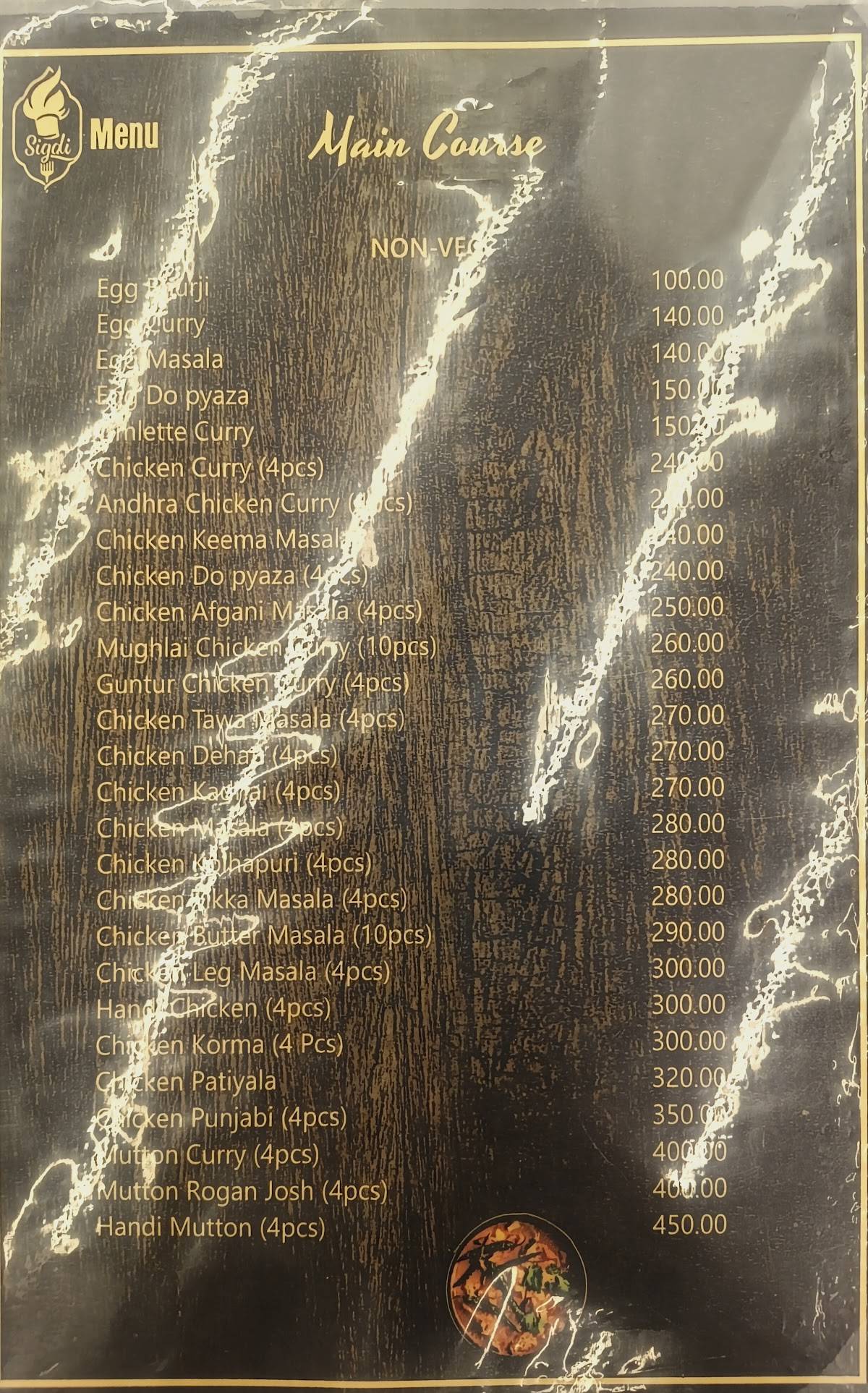 Sigdi MultiCuisine Restaurant menu