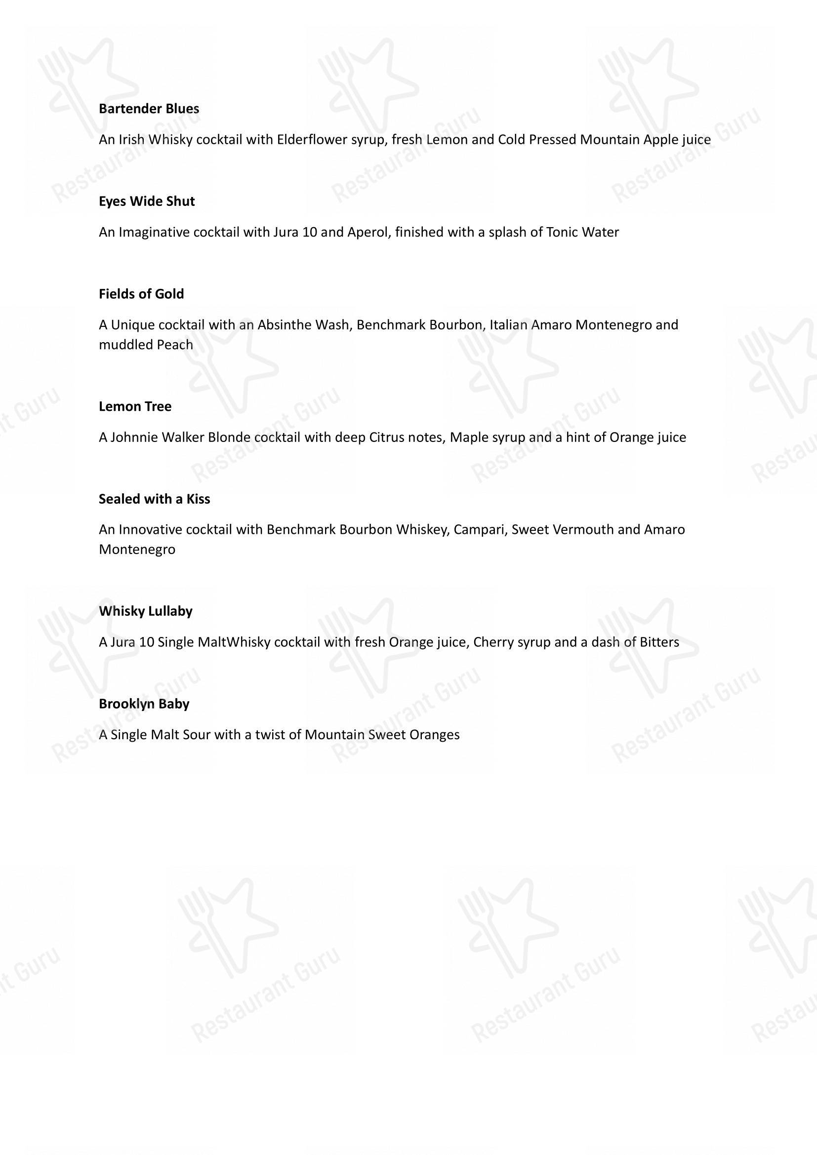 Menu for Music & Mountains - Hillside Cafe & Cocktail Bar in New Delhi